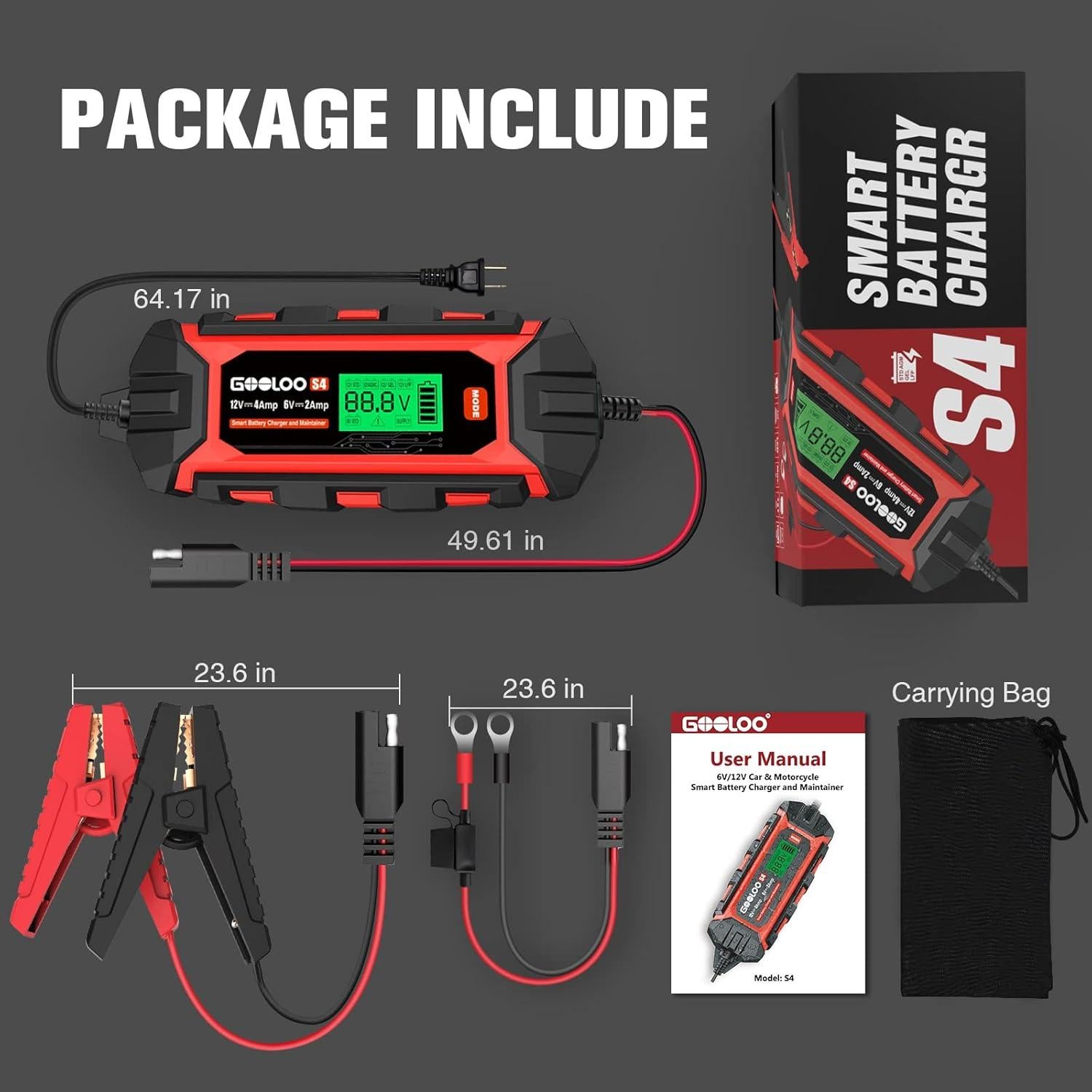 Cargador de Batería GOOLOO S4 6V/12V 4A Inteligente