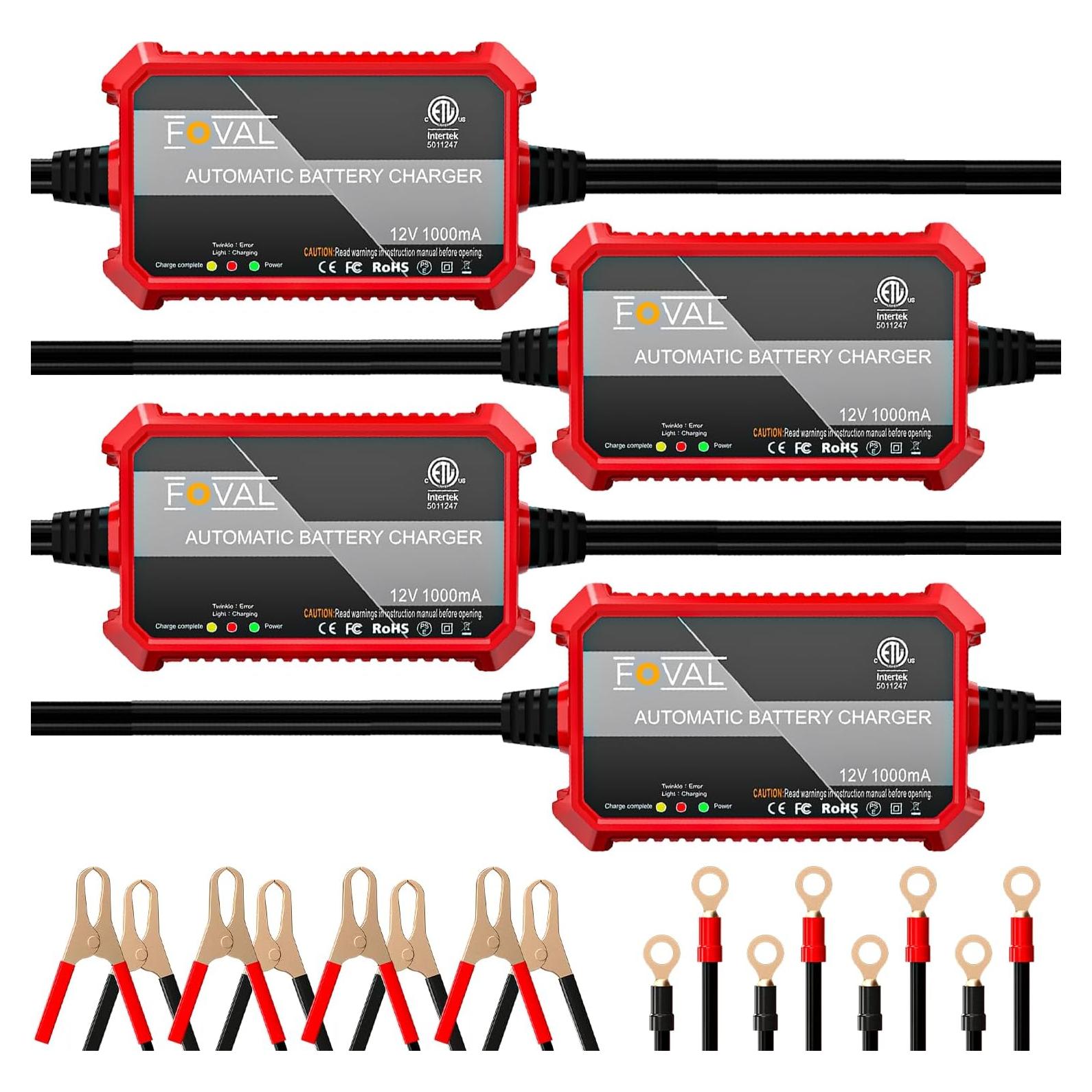 Cargador de Batería Automático FOVAL 12V 1A para Vehículos