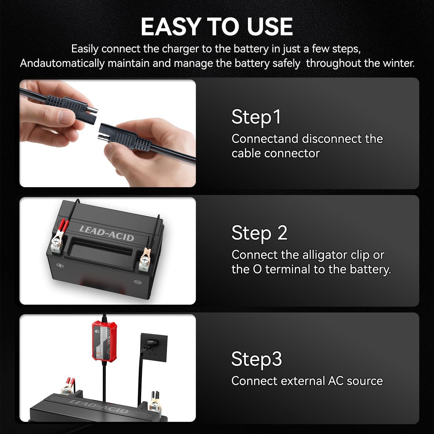 Cargador de Batería Automático FOVAL 12V 1A para Vehículos