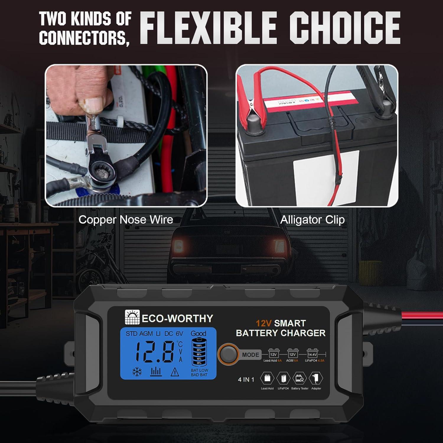 Cargador de Batería Automático Eco-Worthy 12V 5A LCD