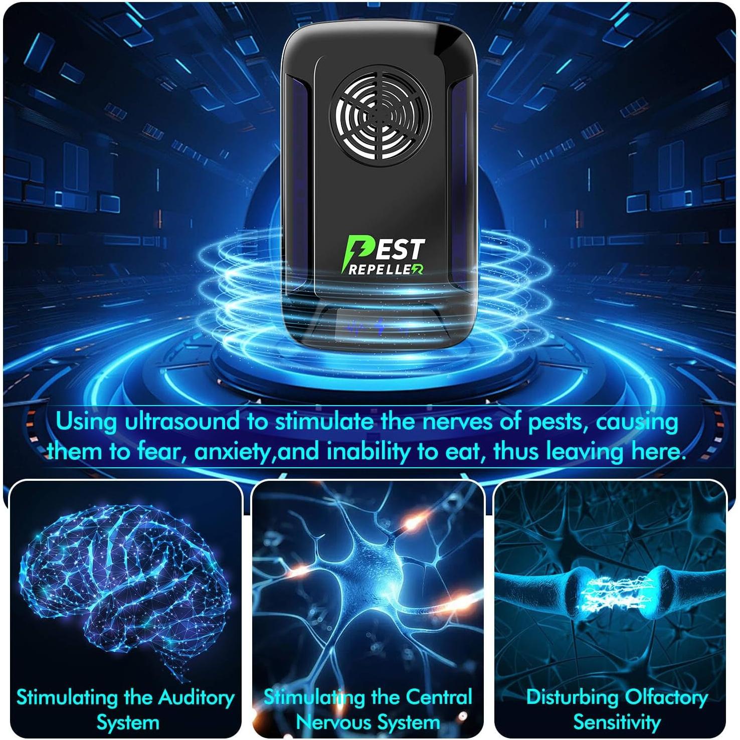 Repelente Ultrasónico de Plagas Wacieo - 6 Paquetes - Efectivo y Seguro