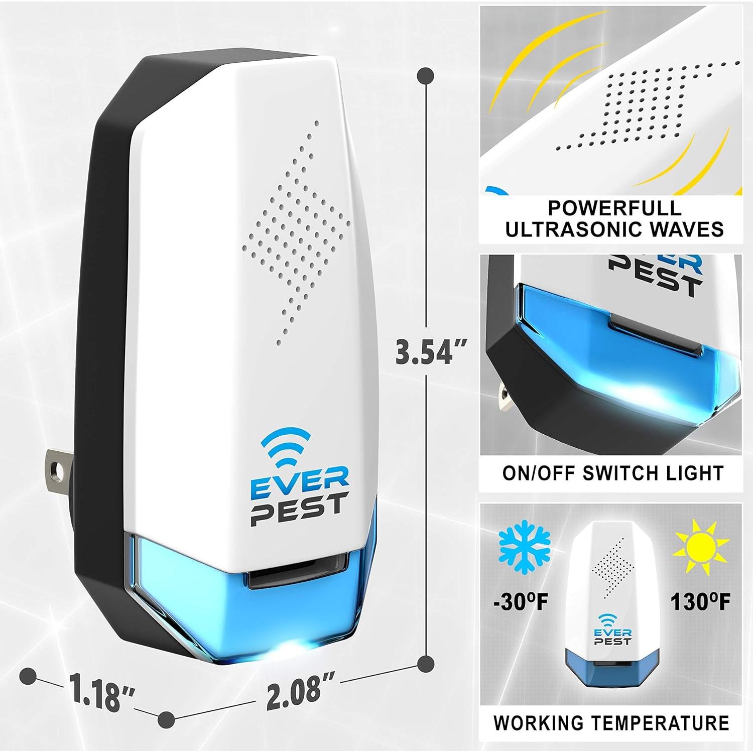 Repelente Ultrasónico de Plagas Ever - 2 Unidades - 55-74 m²