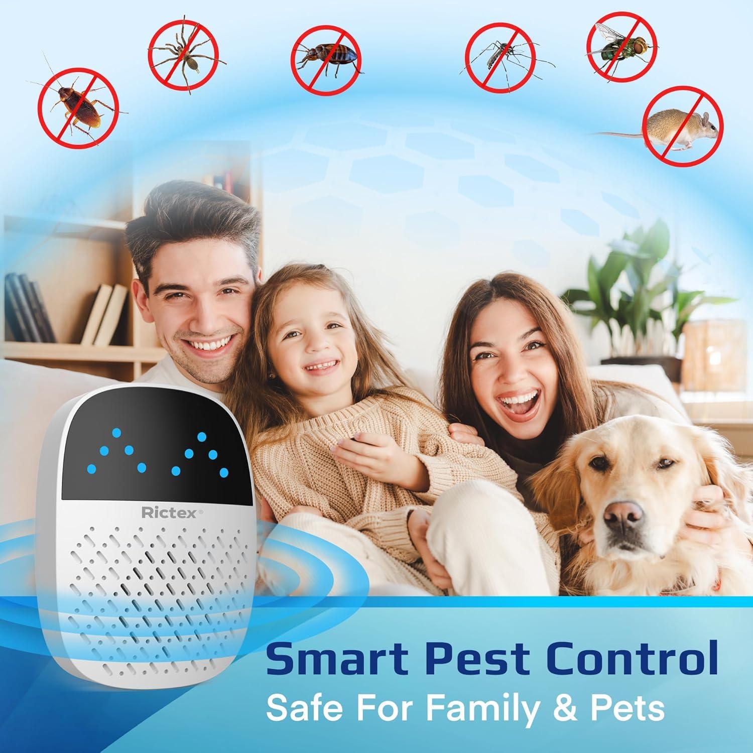 Repelente Ultrasónico de Plagas Rictex - Paquete de 2, Seguro y Eficaz