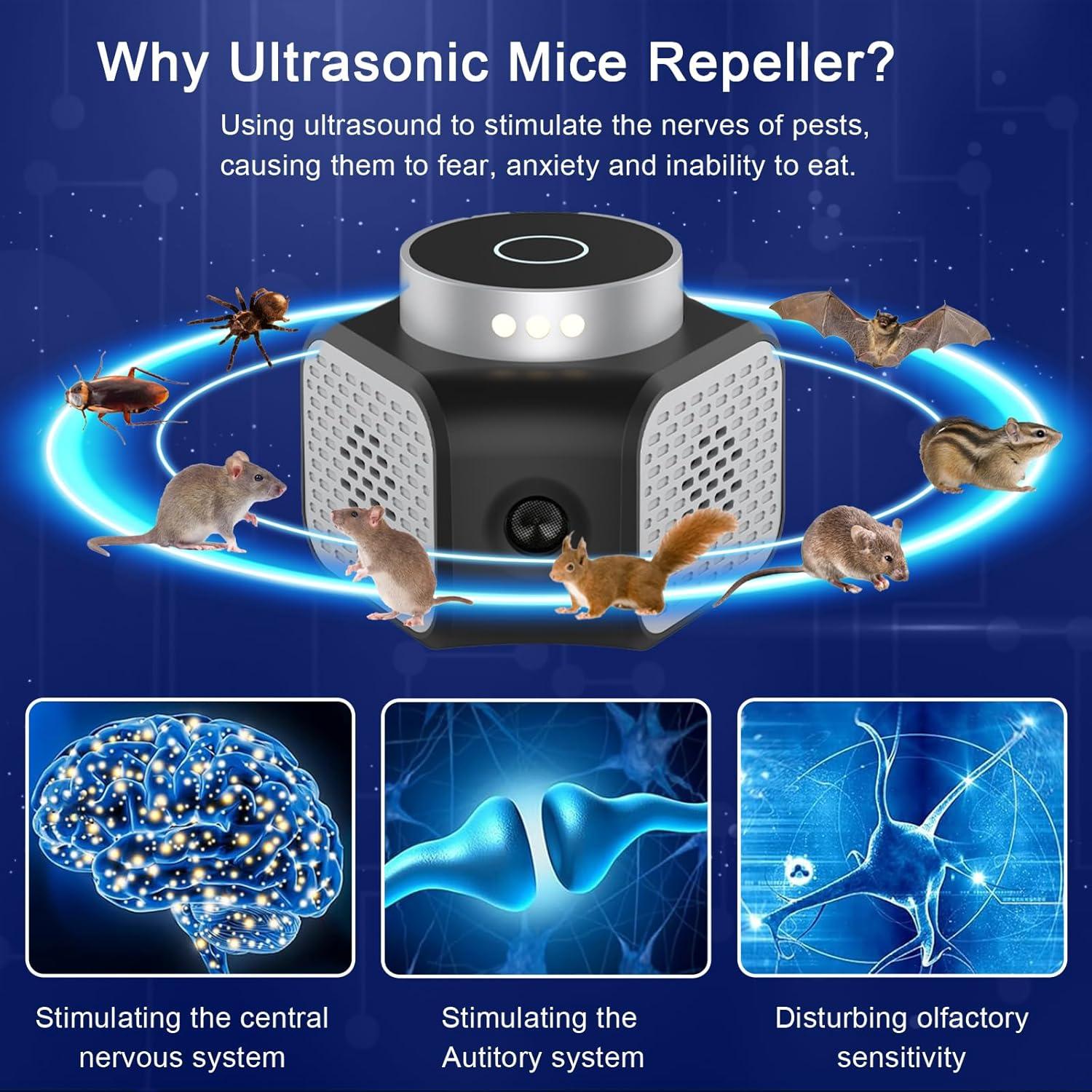 Repelente de Ratones Ultrasonido Outtkitywi 4 Modos 272g