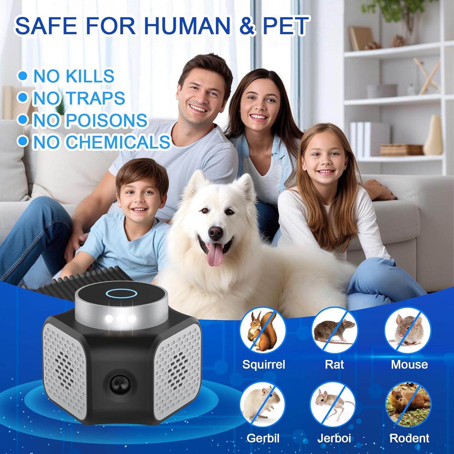 Repelente de Ratones Ultrasonido Outtkitywi 4 Modos 272g