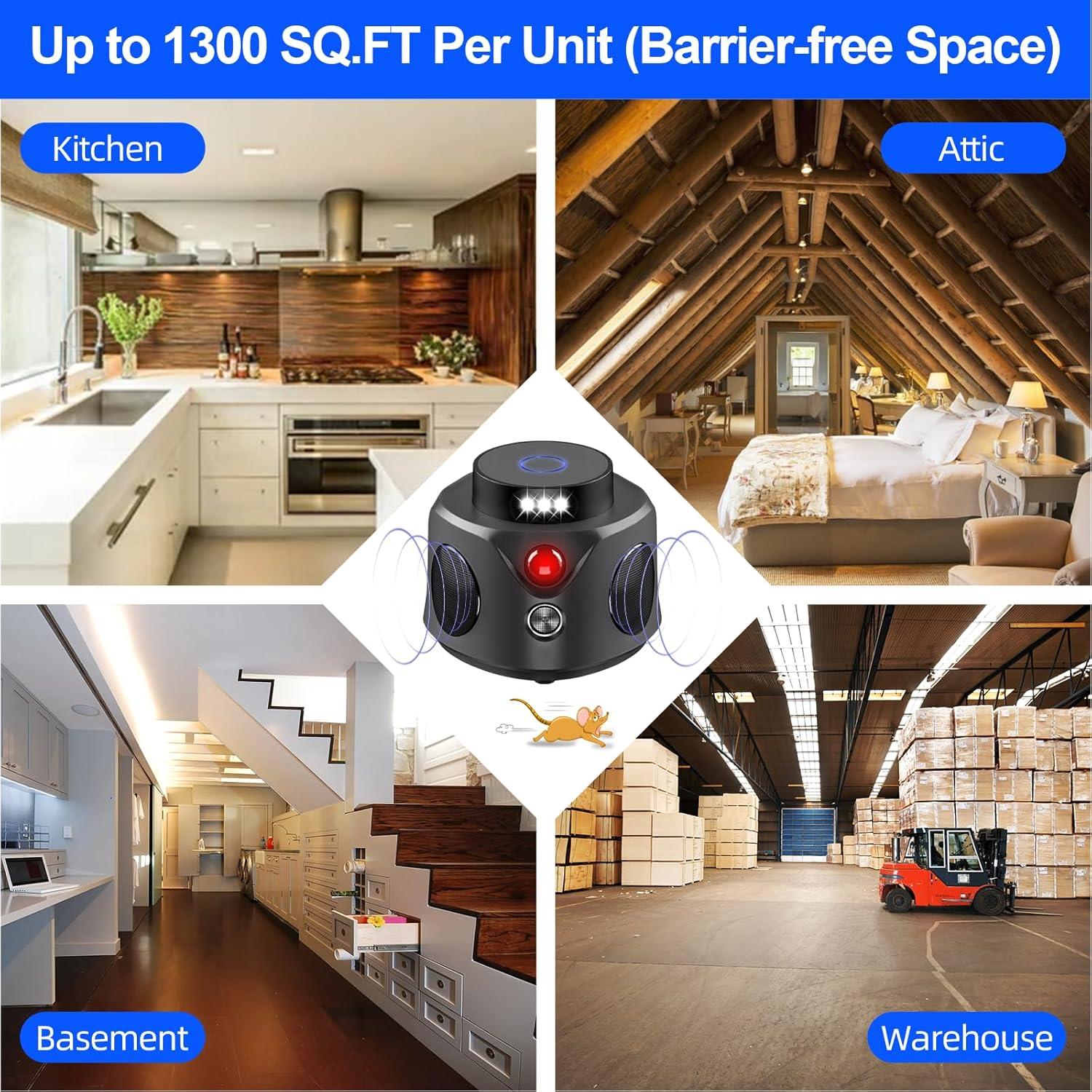 Repelente Ultrasonico de Roedores 360° con Sensor PIR - 120.77 m²