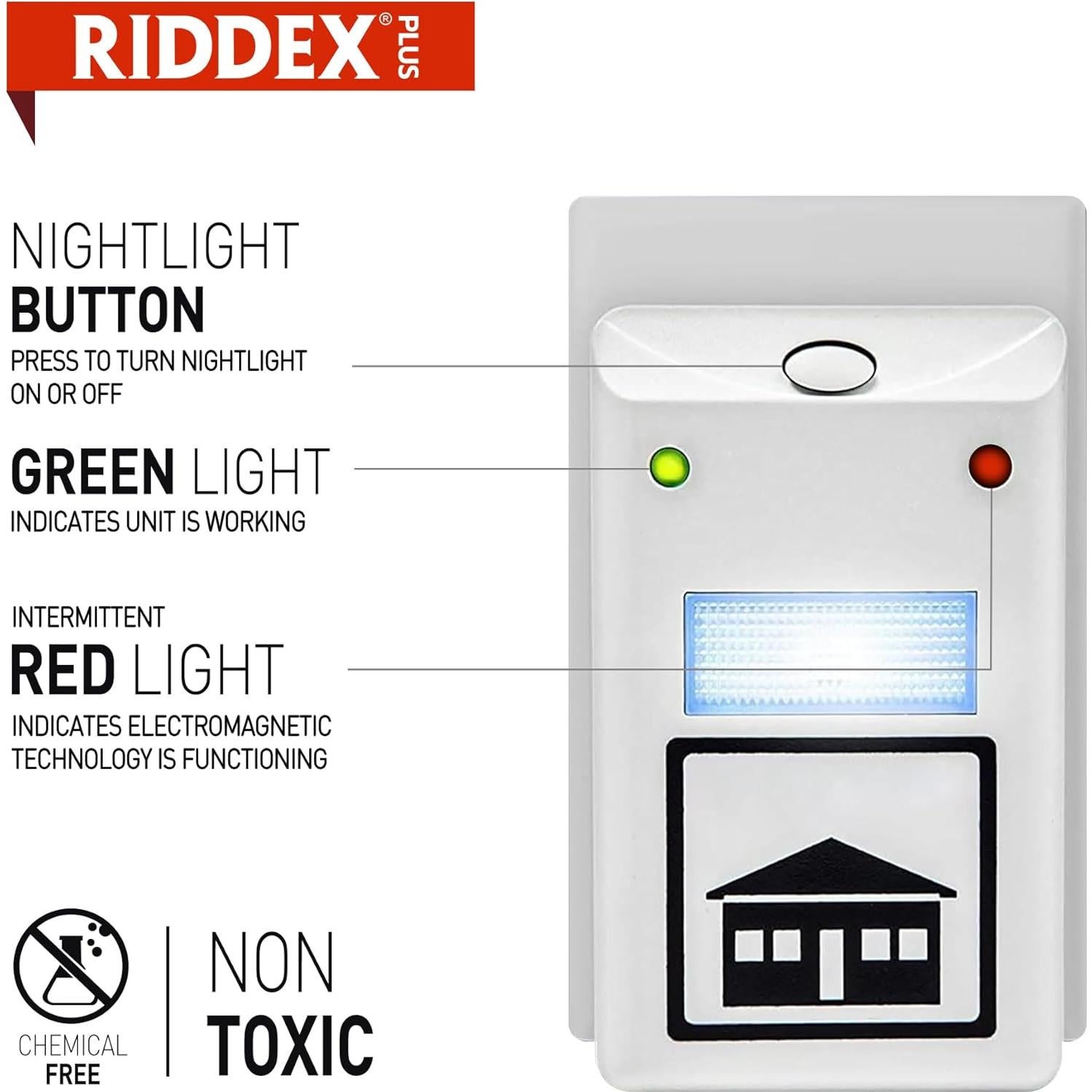Repelente de Plagas RIDDEX Plus Enchufable con Lámpara Nocturna
