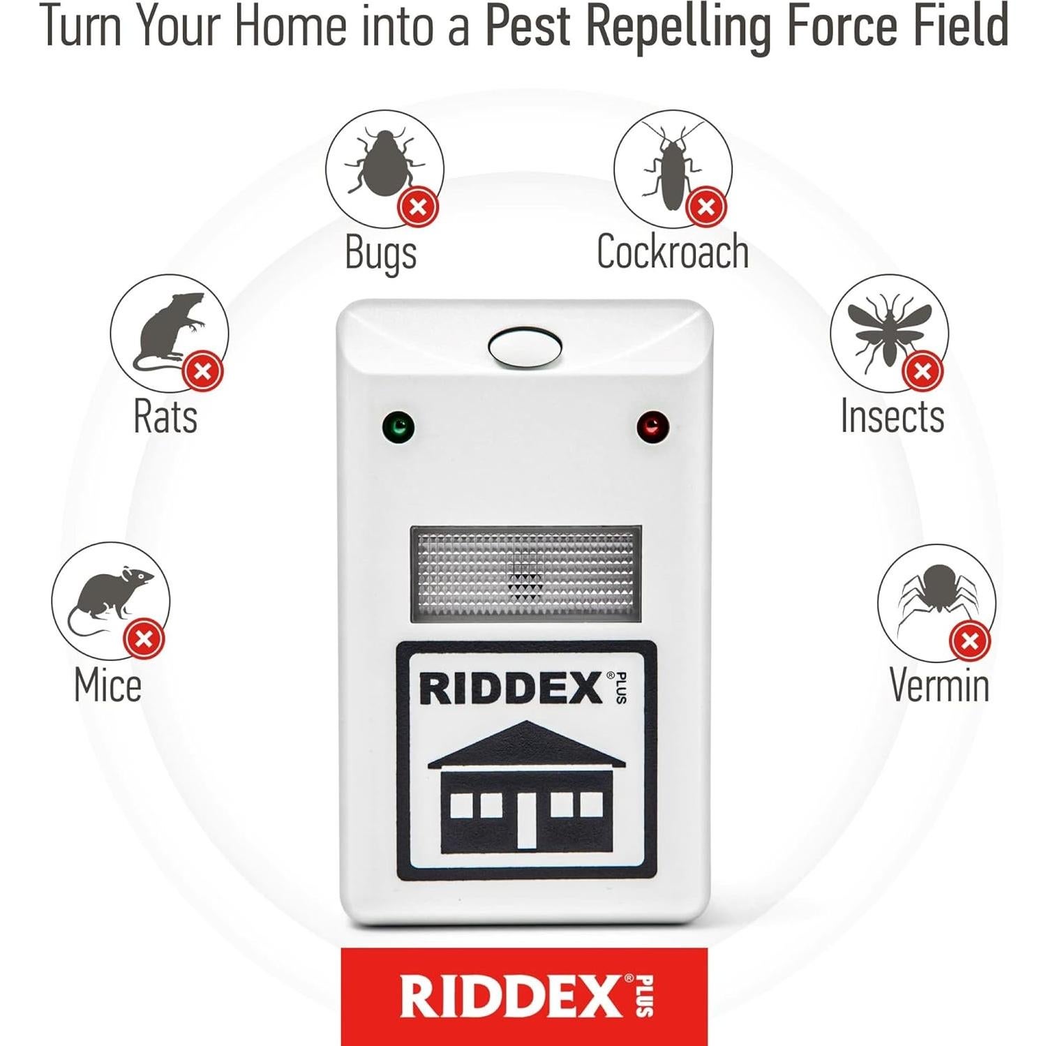 Repelente de Plagas RIDDEX Plus Enchufable con Lámpara Nocturna