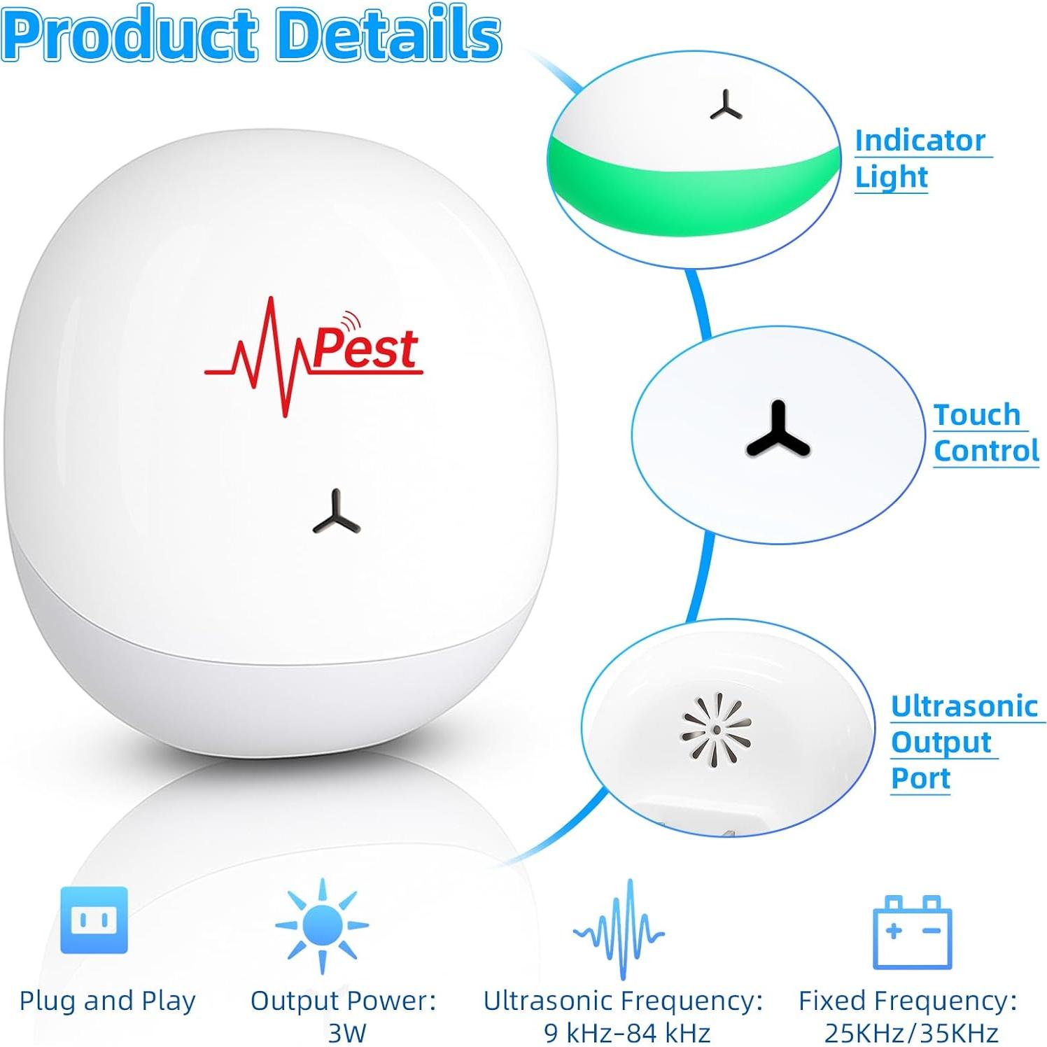6 Paquetes Repelente Ultrasónico ZLieatmp para Plagas Interiores