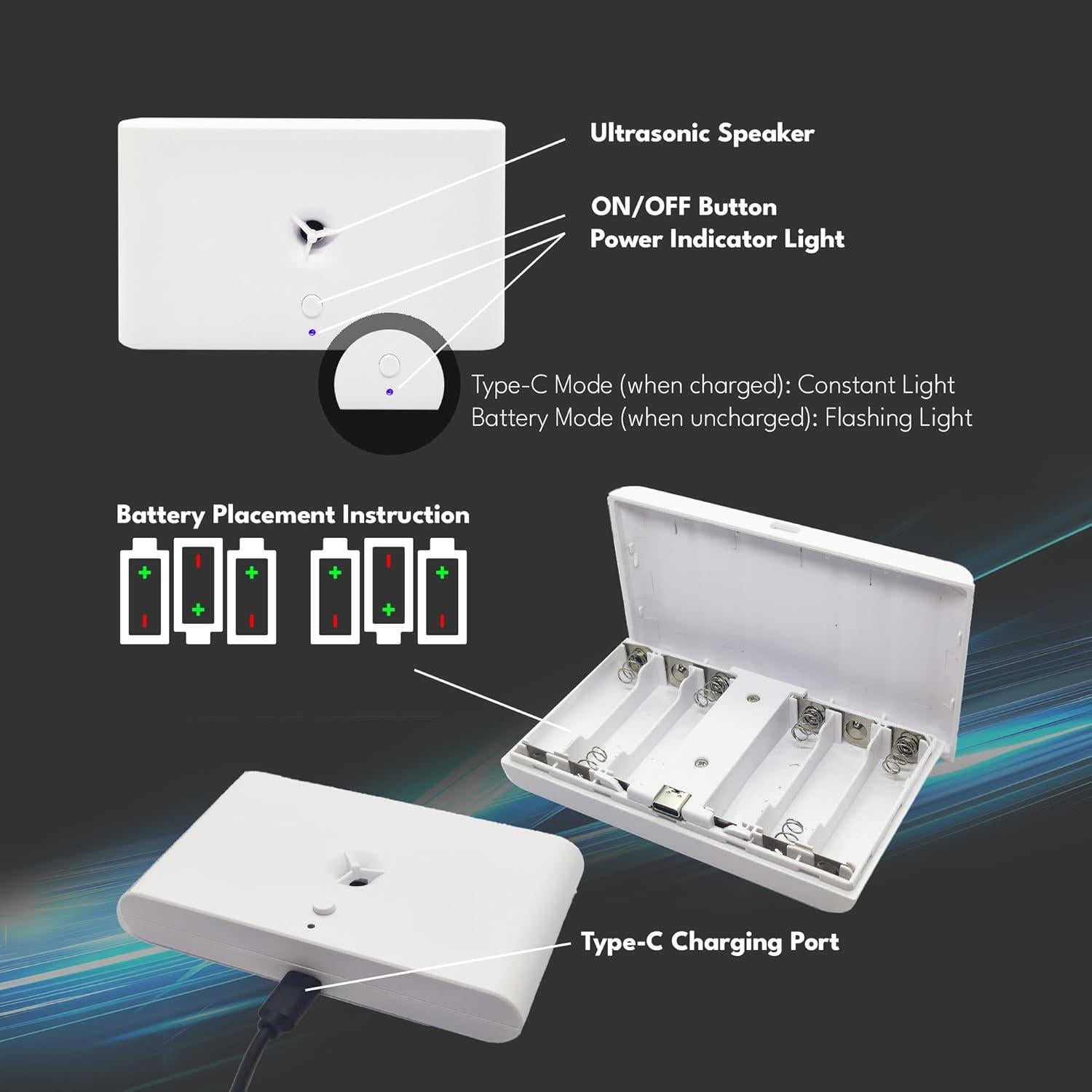 Repelente Ultrasónico de Plagas MEMS Tech Interior Recargable