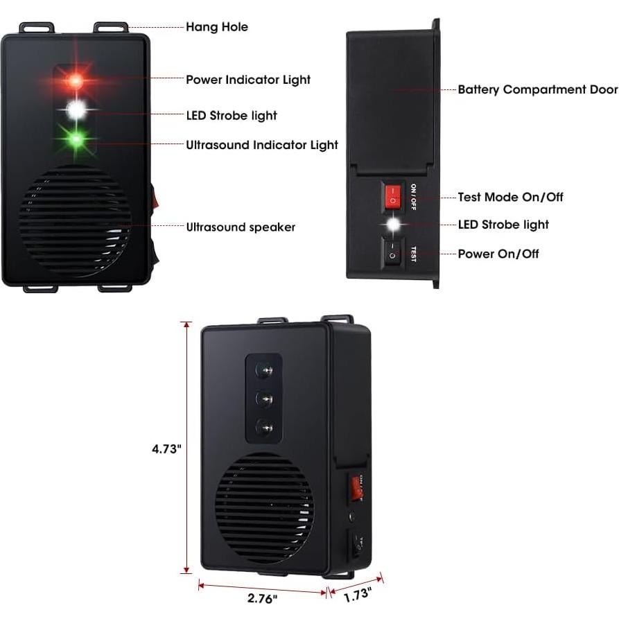 Repelente Ultrasónico de Roedores Loraffe - 2 Unidades
