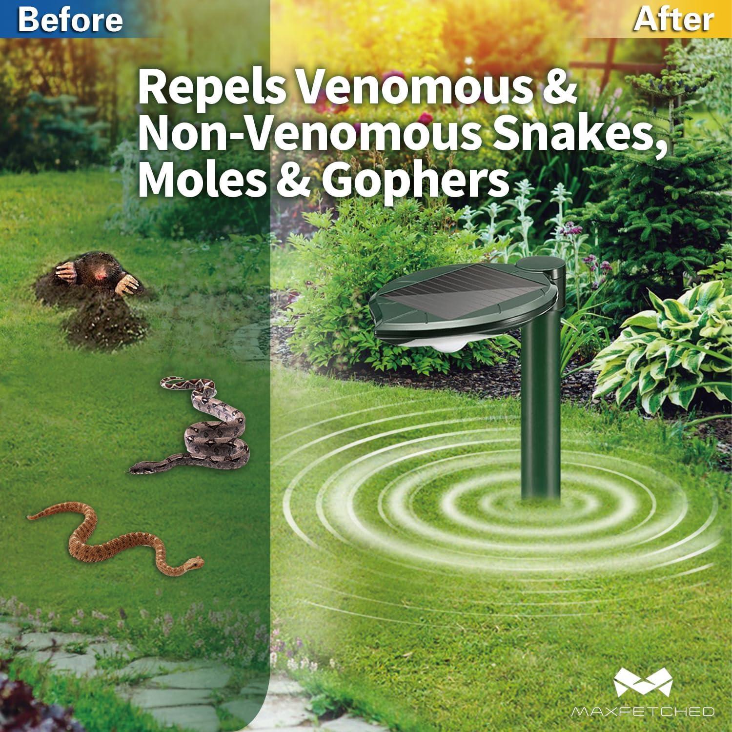 Repelente Ultrasonico Solar Maxfetched para Serpientes y Topos 2PK