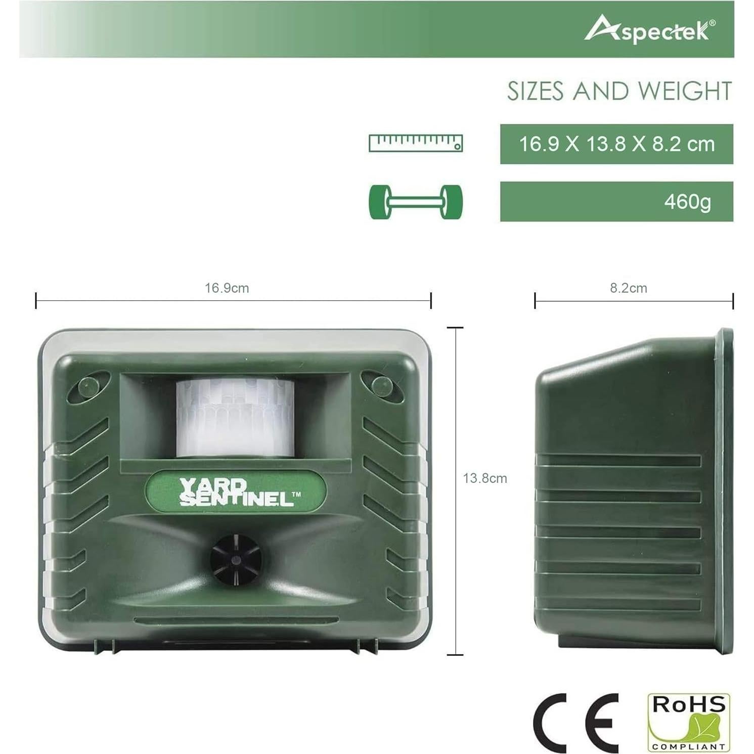 Repelente Ultrasonido ASPECTEK para Animales al Aire Libre