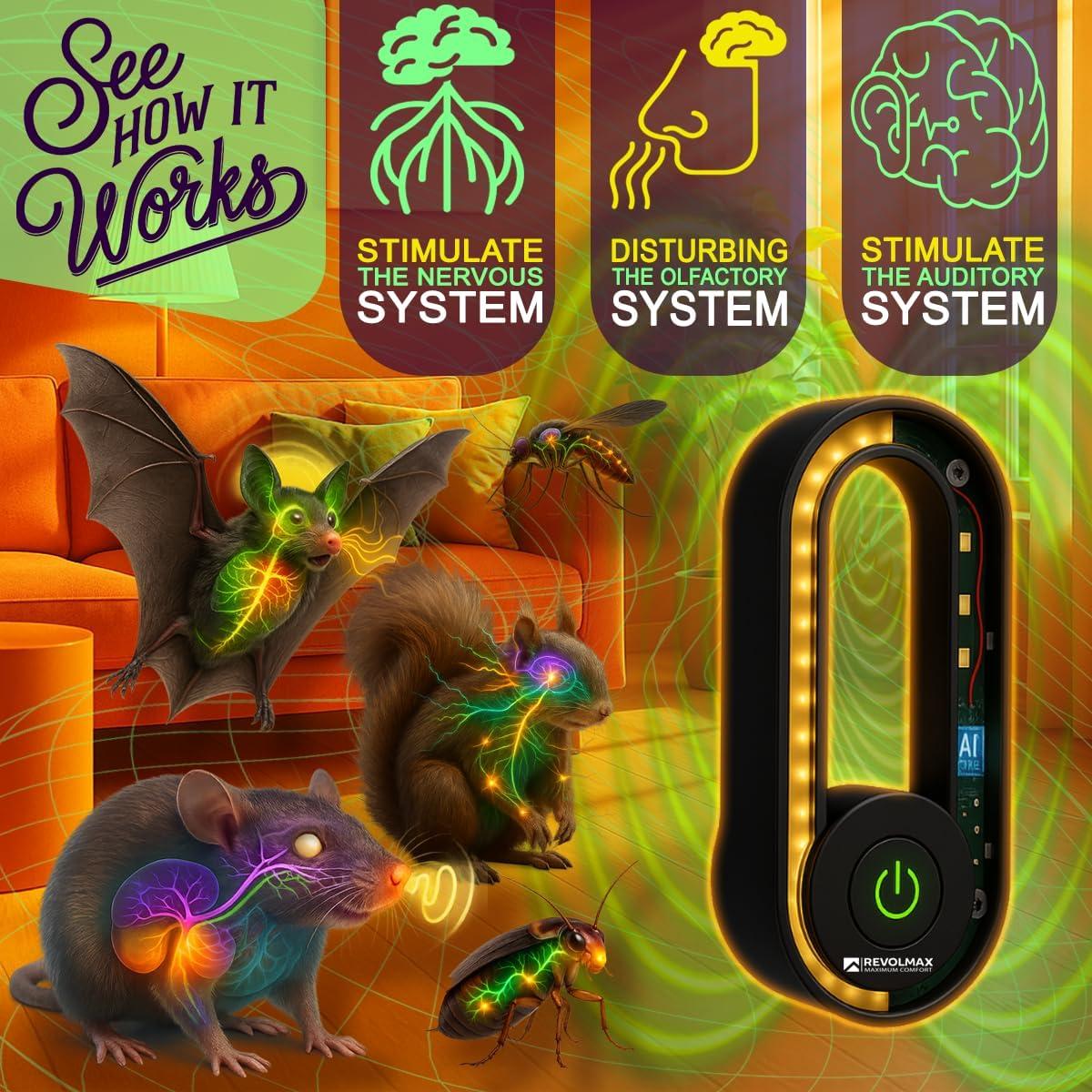 Repelente Ultrasónico de Plagas Revolmax AUR-A28 - 6 Unidades