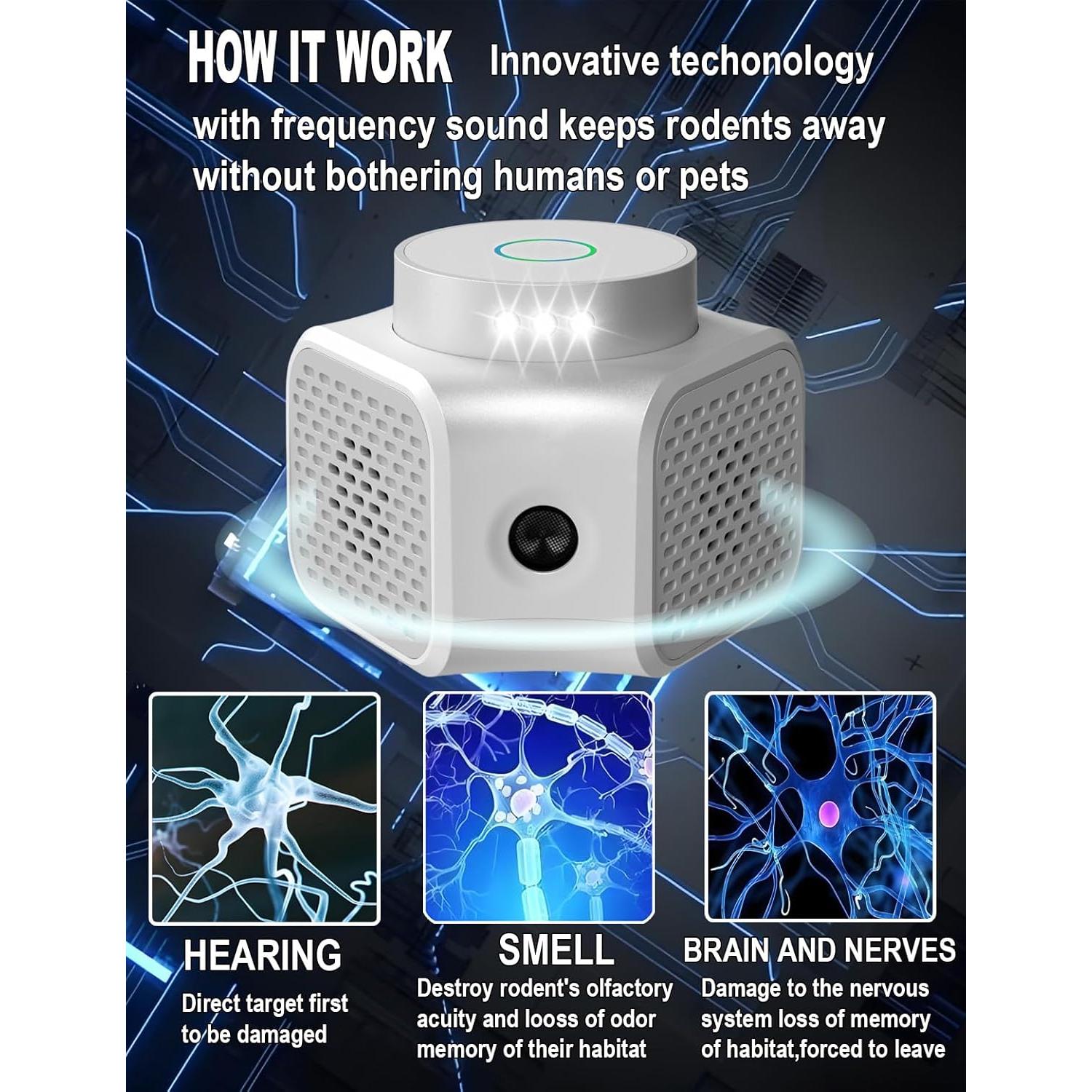 Repelente Ultrasónico de Plagas UnityPath 99m² 4 Modos
