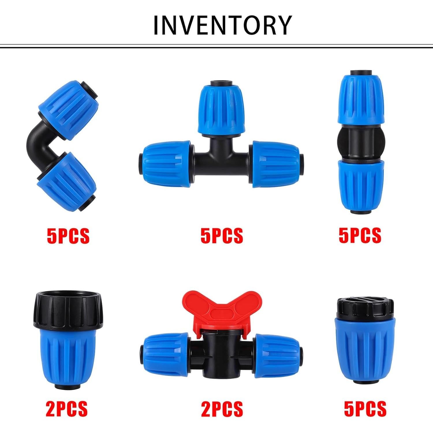 Kit de Conectores de Riego por Goteo FULAIERGD 24 Pcs 1/2"