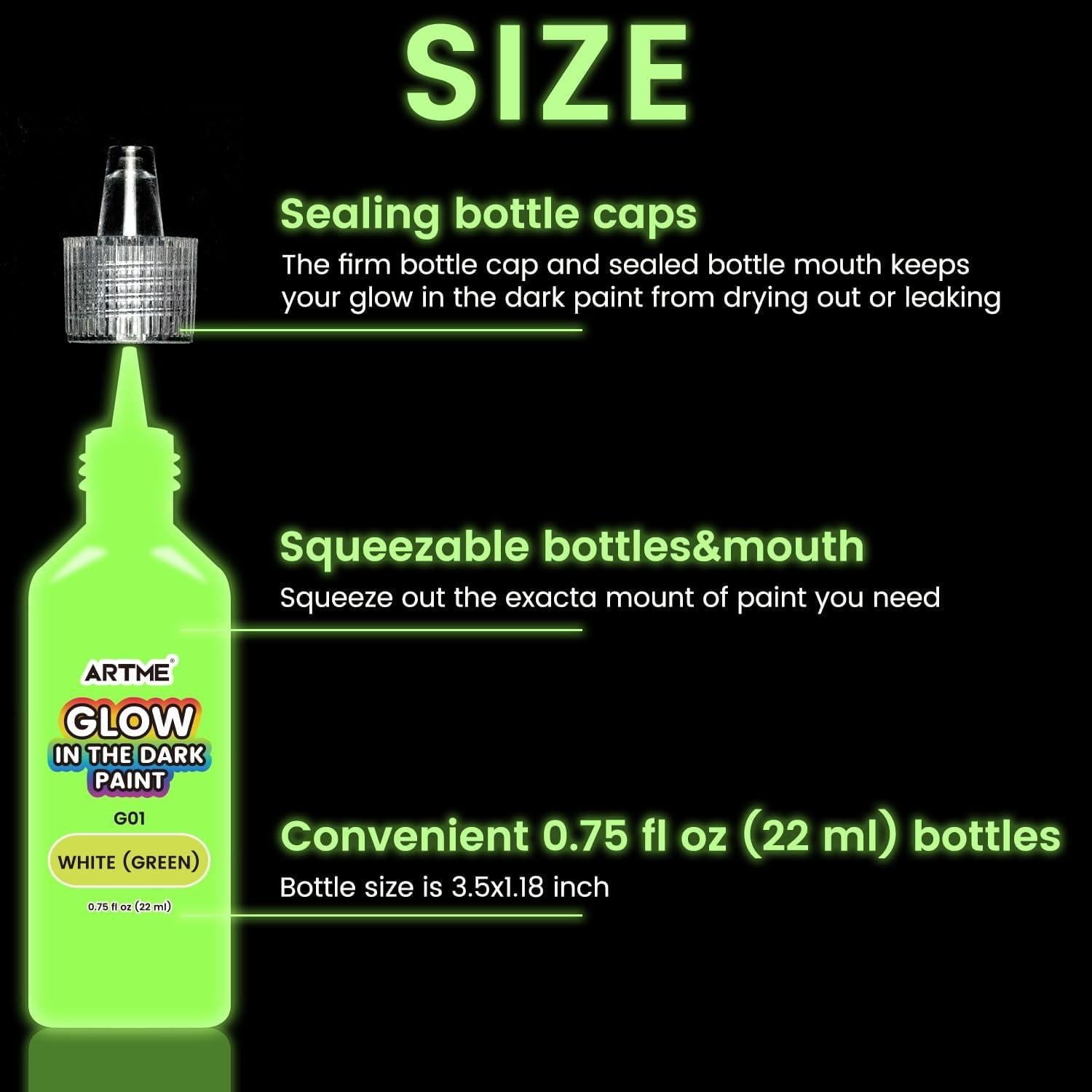 Set de Pintura Acrílica que Brilla en la Oscuridad ARTME 18 Colores 22ml