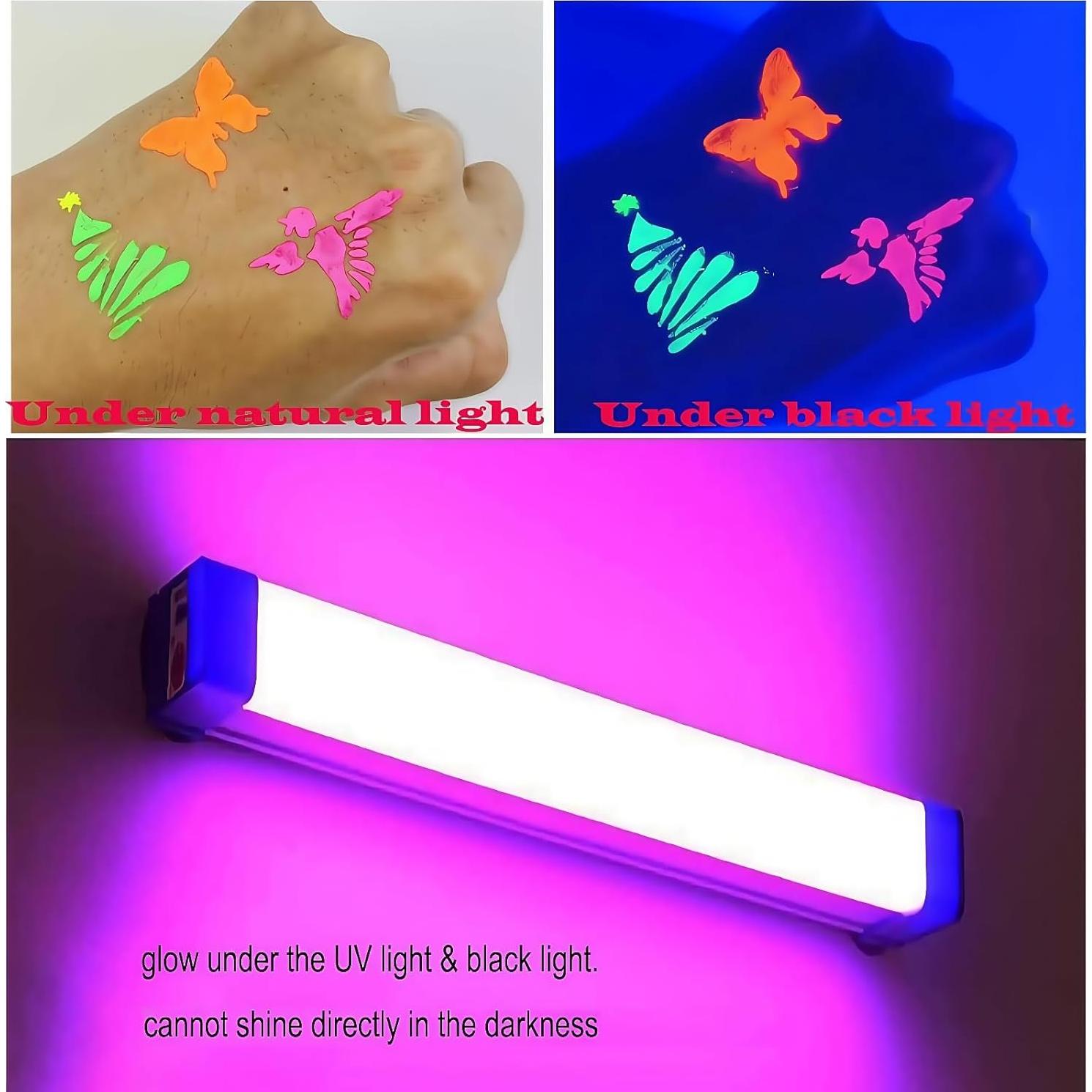 Kit de Pintura Facial Brillante YLOGUY 12 PCS Neón UV