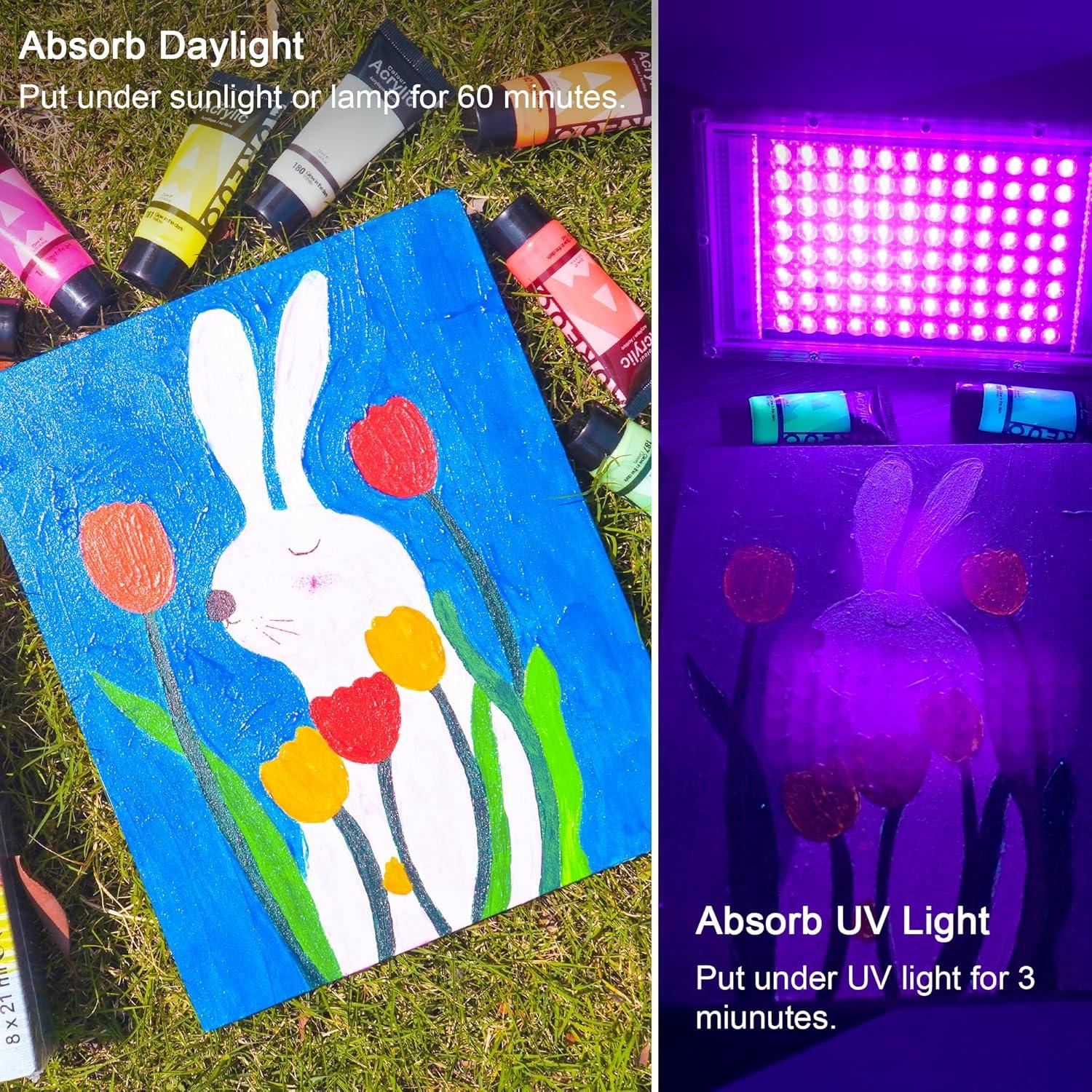 Pintura Acrílica Neón AUREUO 8 Colores Brillan en Oscuridad 21ml