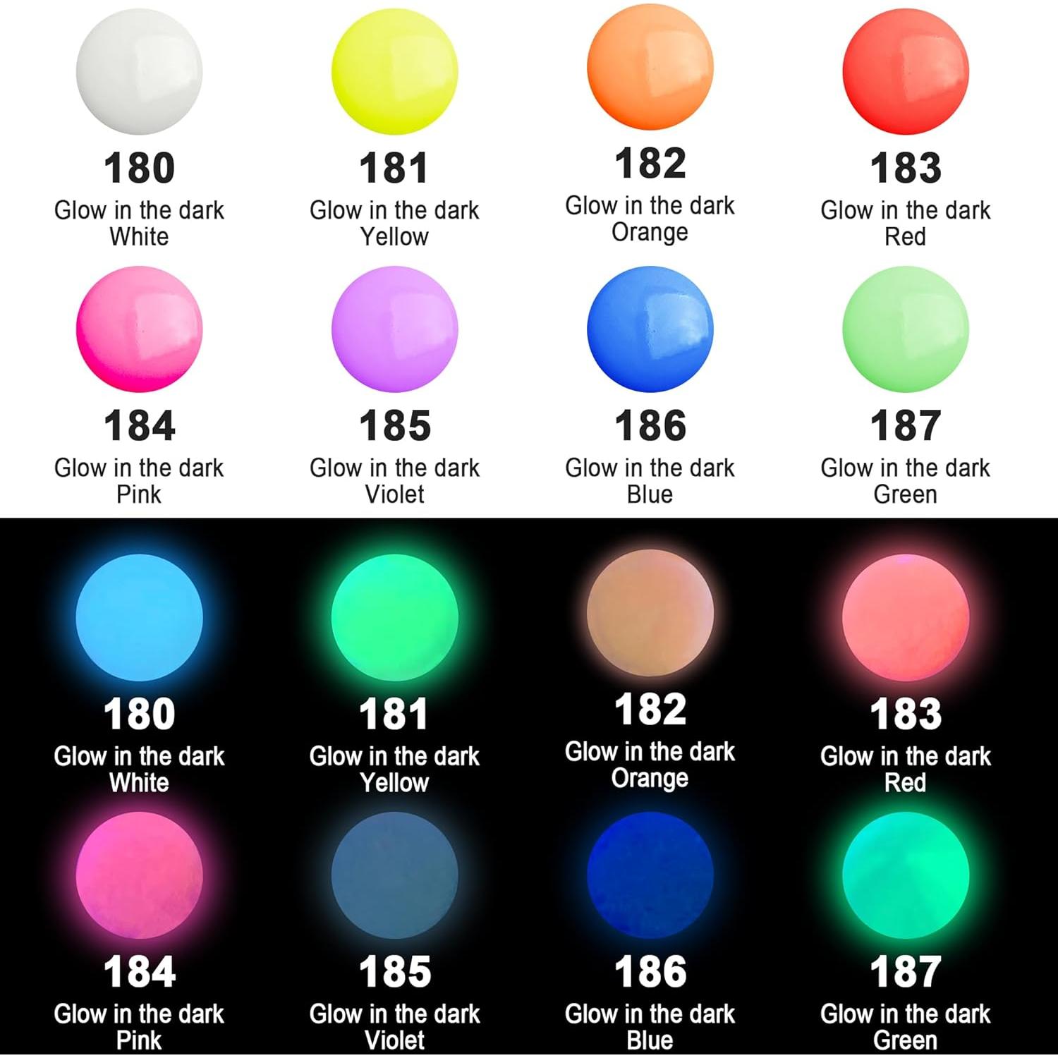 Pintura Acrílica Neón AUREUO 8 Colores Brillan en Oscuridad 21ml