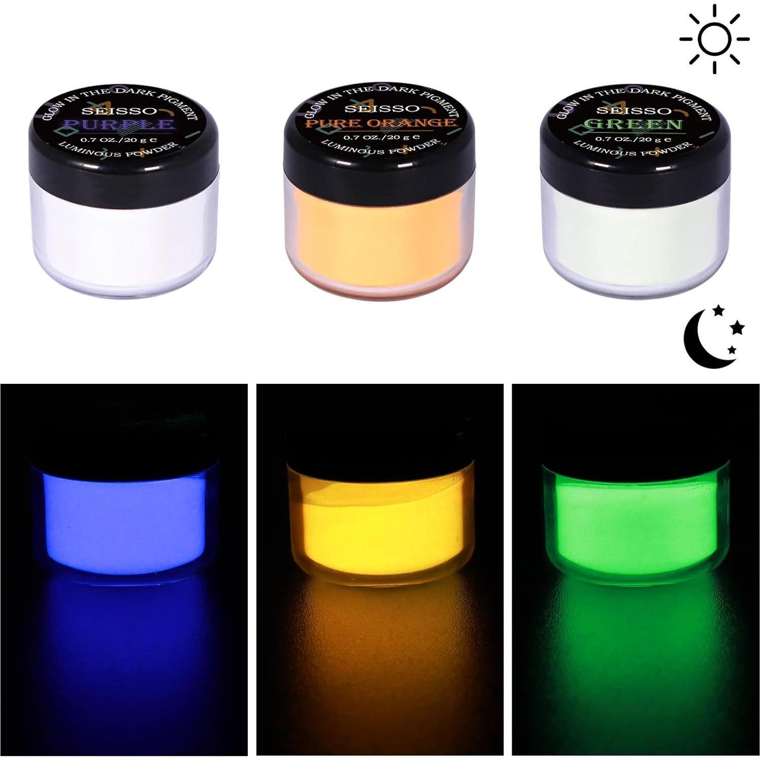 Polvo Pigmento Luminiscente SEISSO 120g 6 Colores para Manualidades