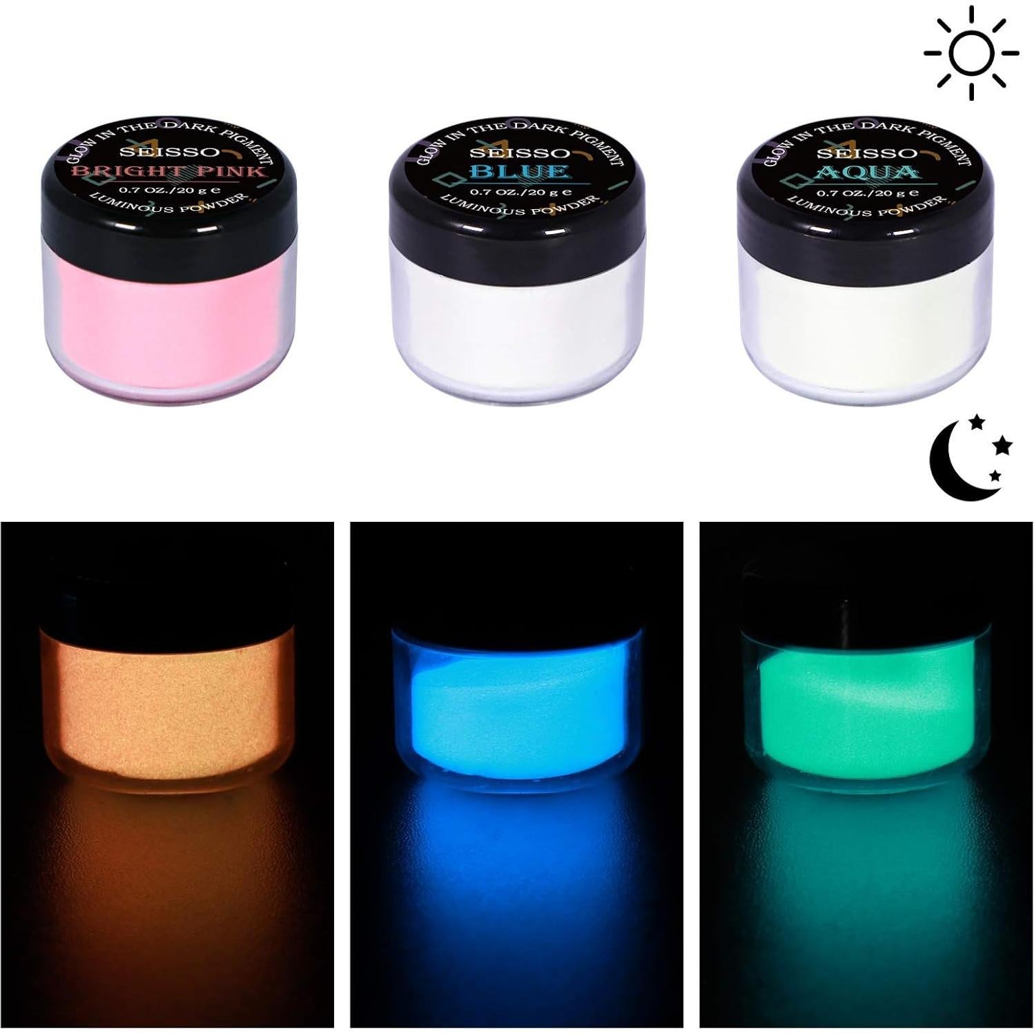 Polvo Pigmento Luminiscente SEISSO 120g 6 Colores para Manualidades