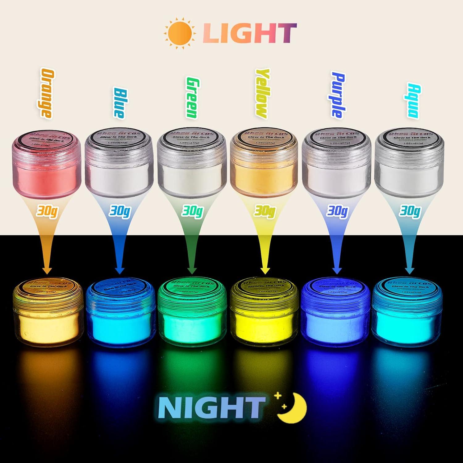 Polvo que Brilla en la Oscuridad Rhea Arcas 180g 6 Colores