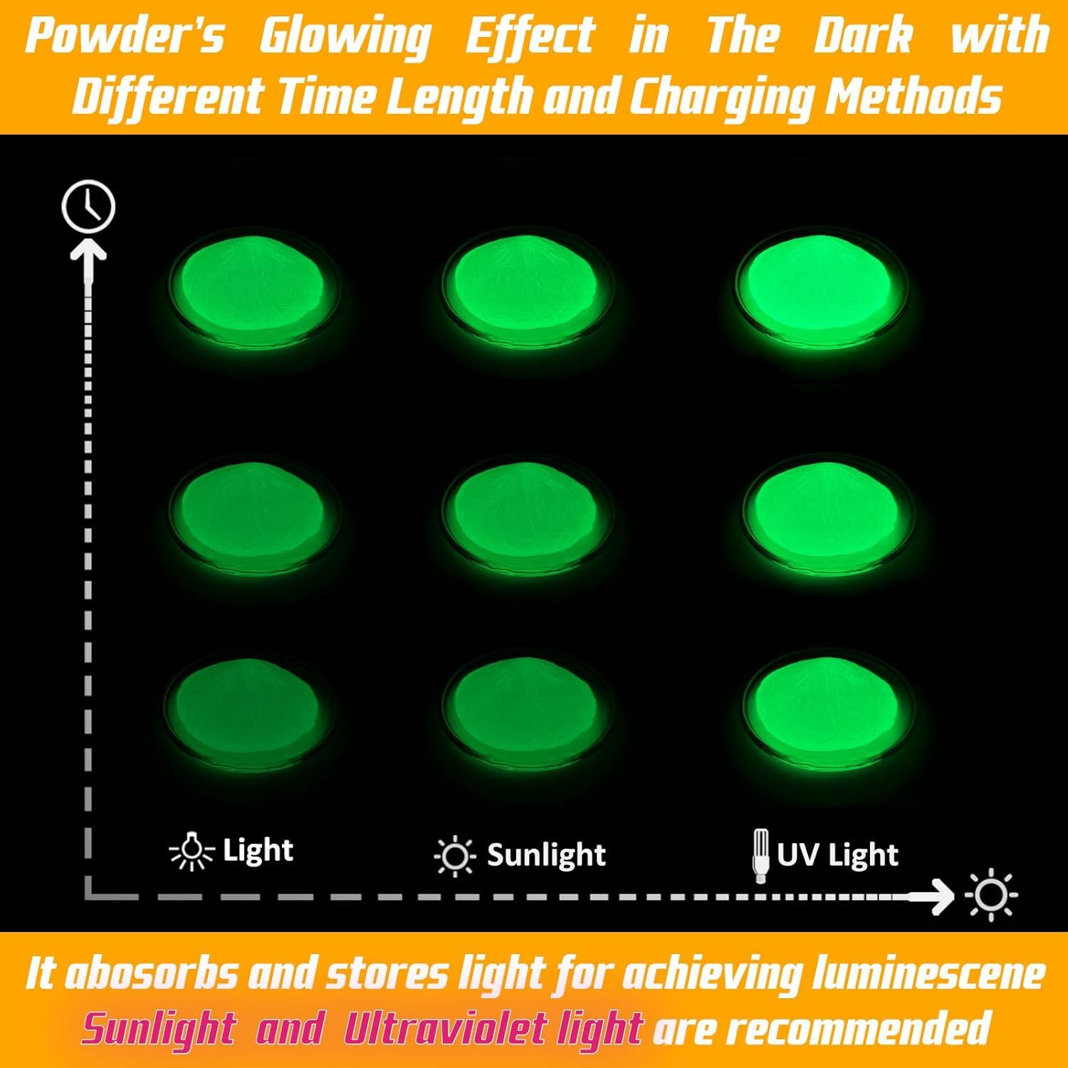 Polvo que Brilla en la Oscuridad Rhea Arcas 180g 6 Colores