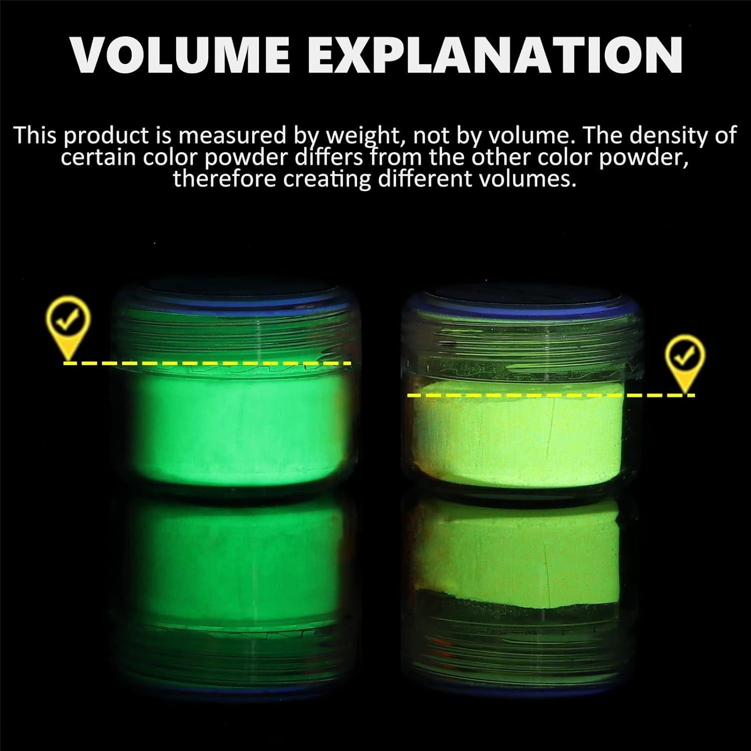 Polvo que Brilla en la Oscuridad Rhea Arcas 180g 6 Colores