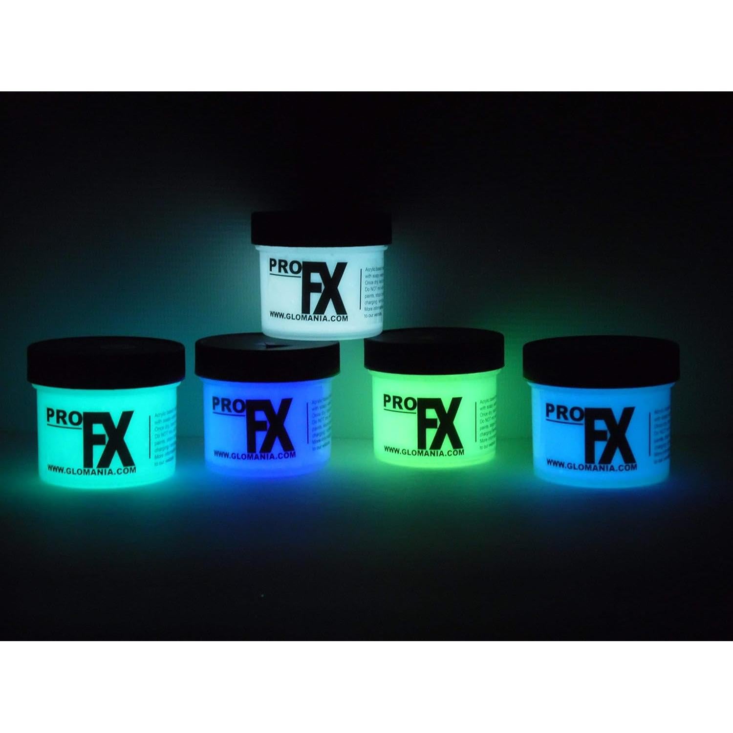 Set de 5 pinturas acrílicas que brillan en la oscuridad Glomania