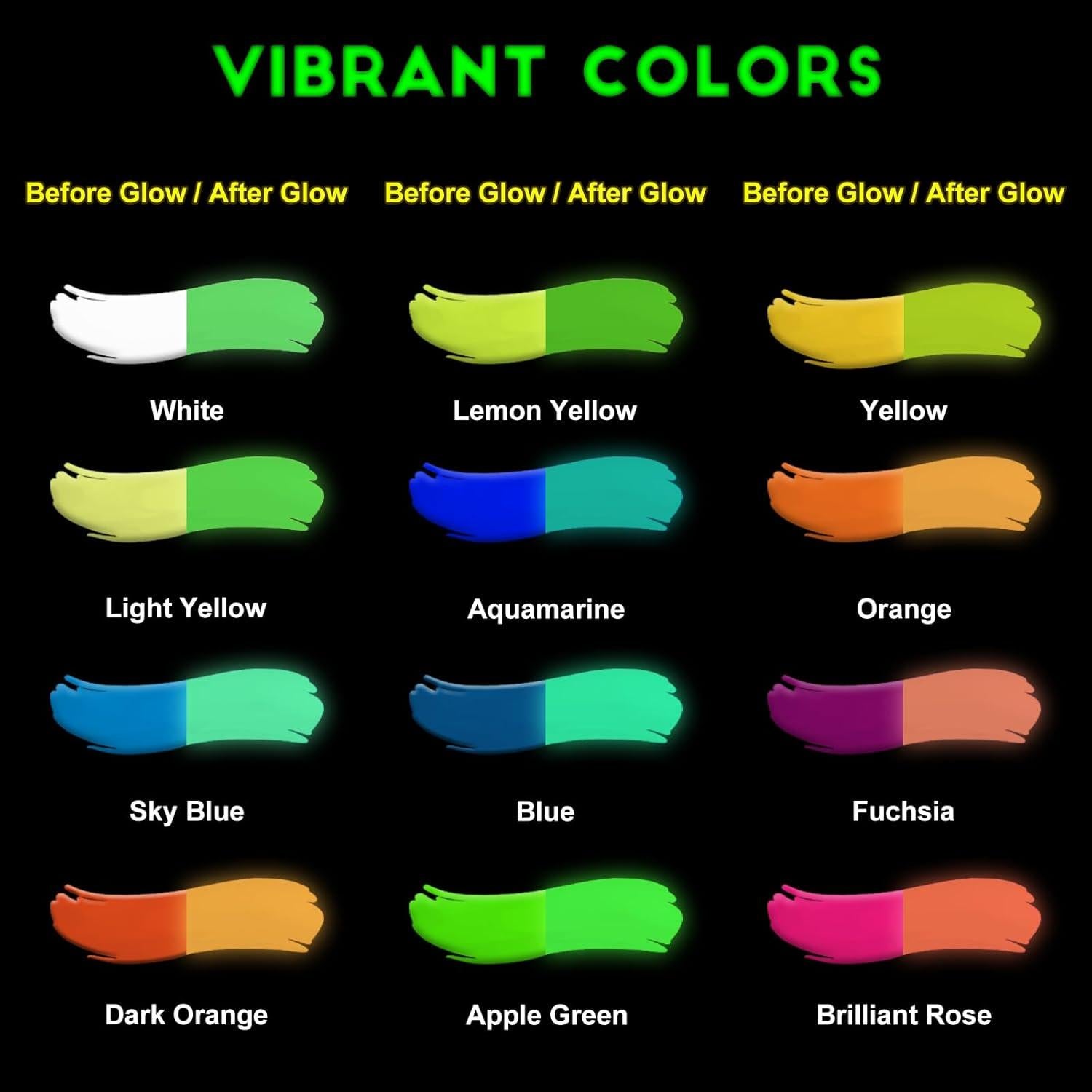 Pintura Acrílica que Brilla en la Oscuridad FansArriche 12 Colores 20ml