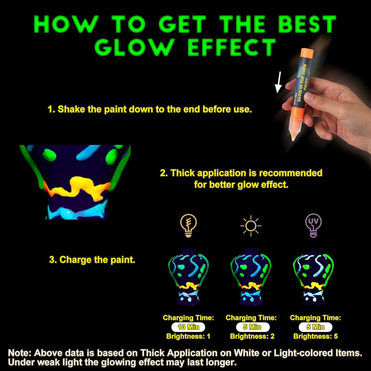 Pintura Acrílica que Brilla en la Oscuridad FansArriche 12 Colores 20ml