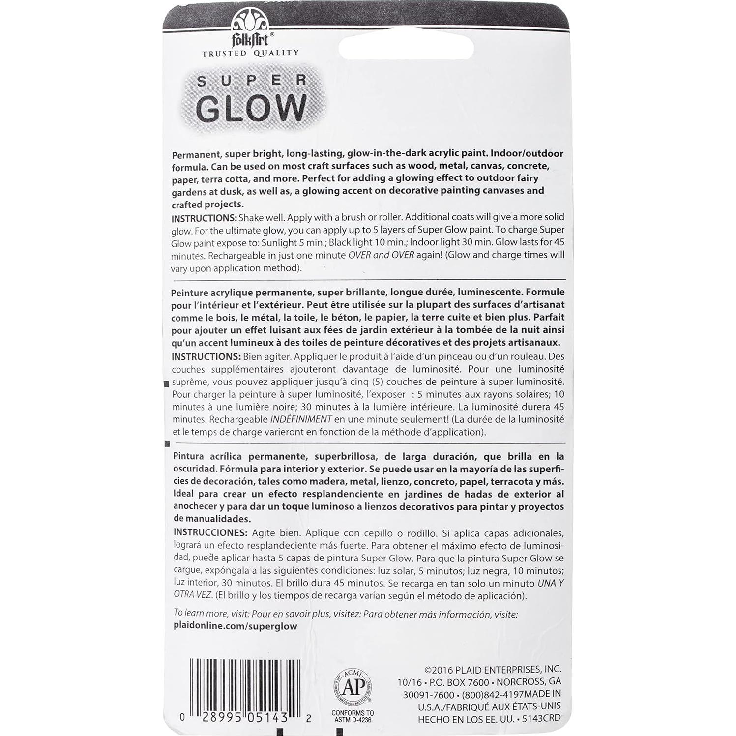 Pintura Acrílica Brillante FolkArt 2oz Verde que Brilla en la Oscuridad