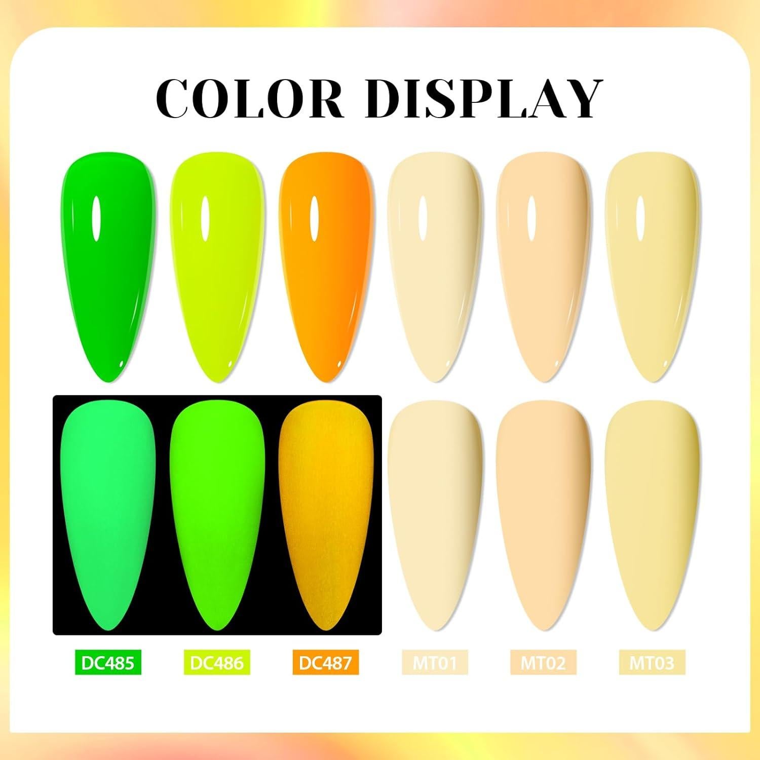 Set de Esmalte de Uñas Gel Neón MTSSII 8 Piezas Brilla en la Oscuridad