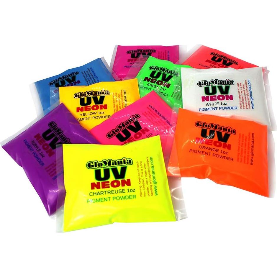 Set de 10 Colores de Pigmento Neón Glomania 30ml UV