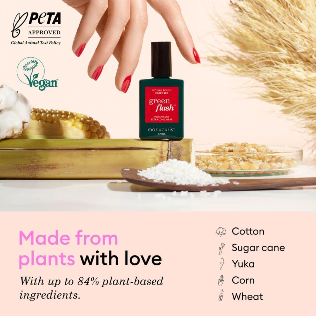 Manucurist • Green Flash LED Gel Nail Polish • Vegan • 12-Free, Plant-Based (61%) Gel Polish • Made in France • 0.5 fl oz (HORTENCIA)