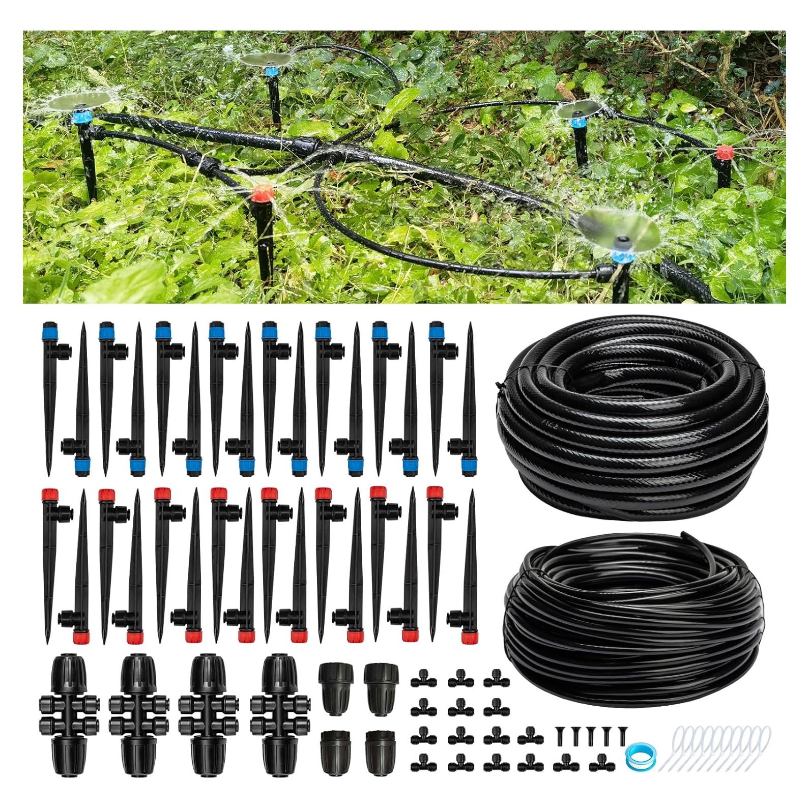 Kit de Riego por Goteo 200FT Riboud con Manguera 1/2" y 1/4"