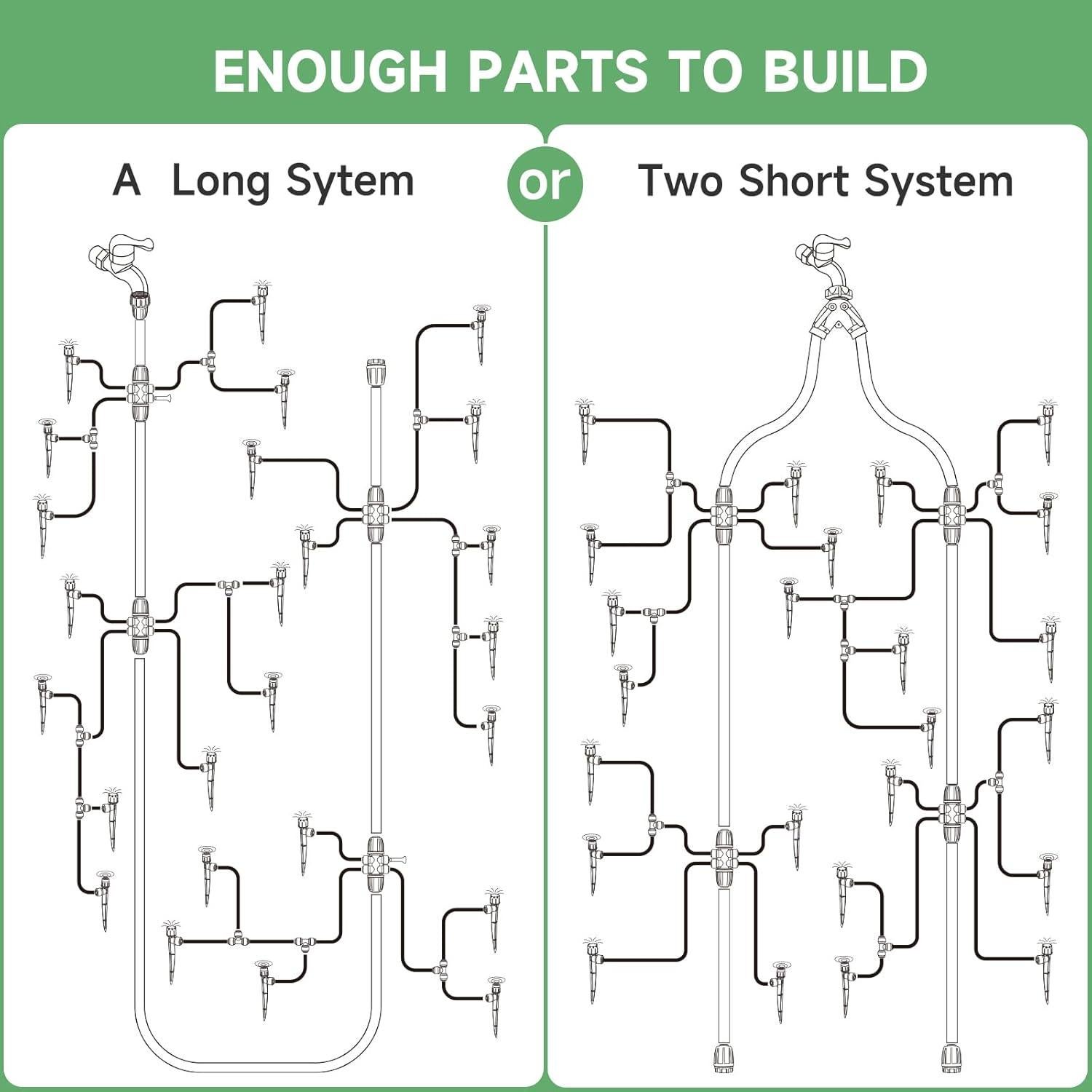 Kit de Riego por Goteo 200FT Riboud con Manguera 1/2" y 1/4"
