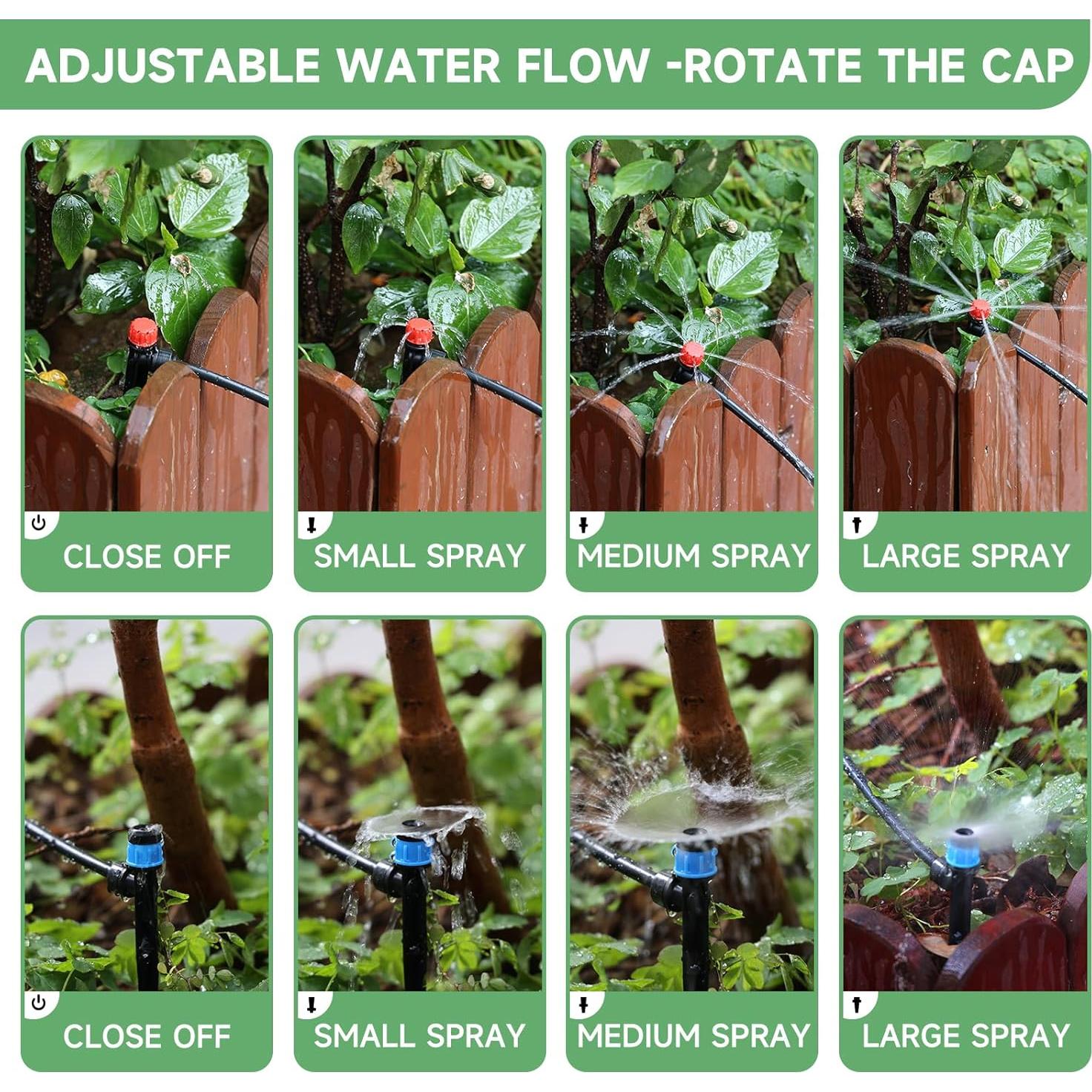 Kit de Riego por Goteo 200FT Riboud con Manguera 1/2" y 1/4"