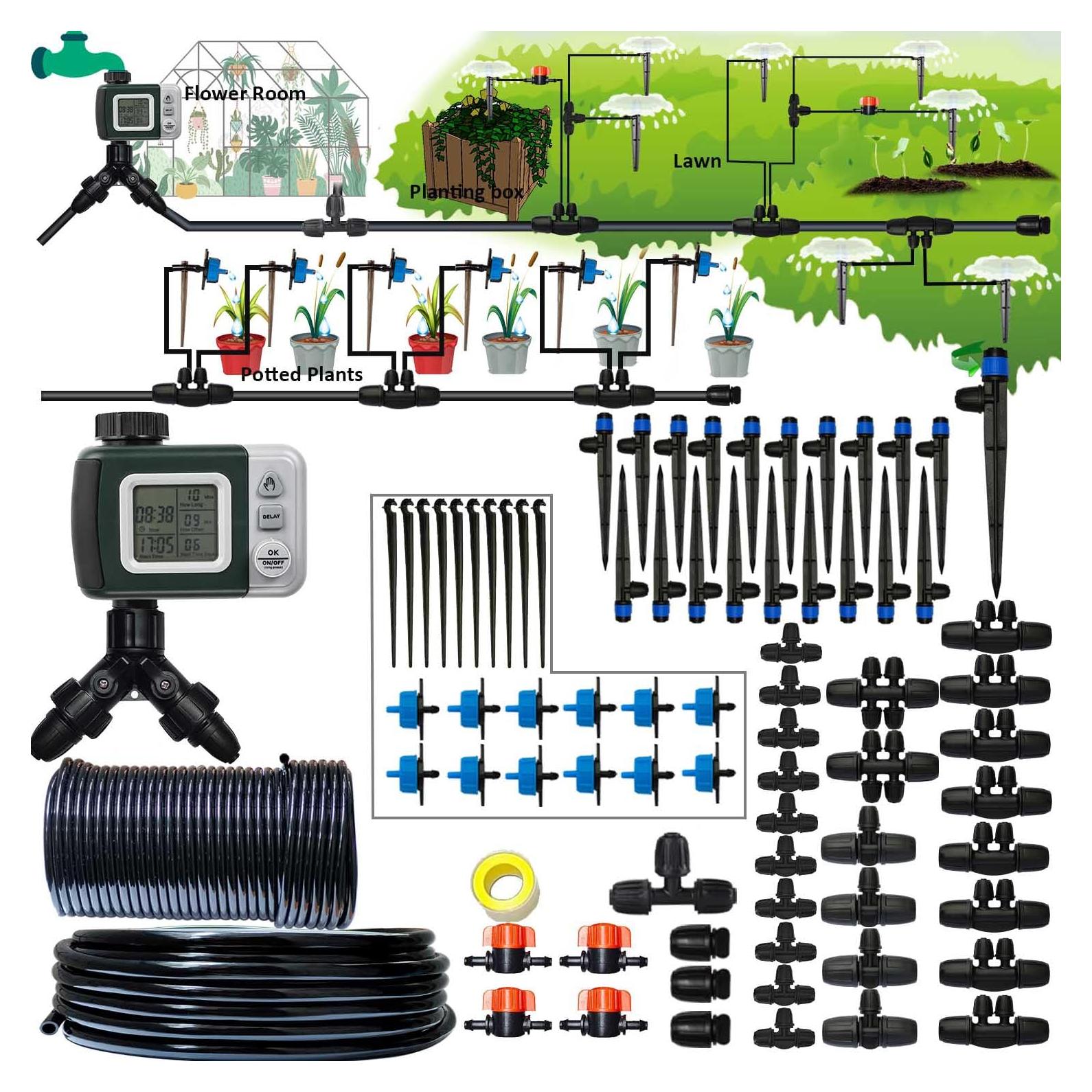 Kit de Riego por Goteo Automático Winbomgo 49,2 m con Temporizador