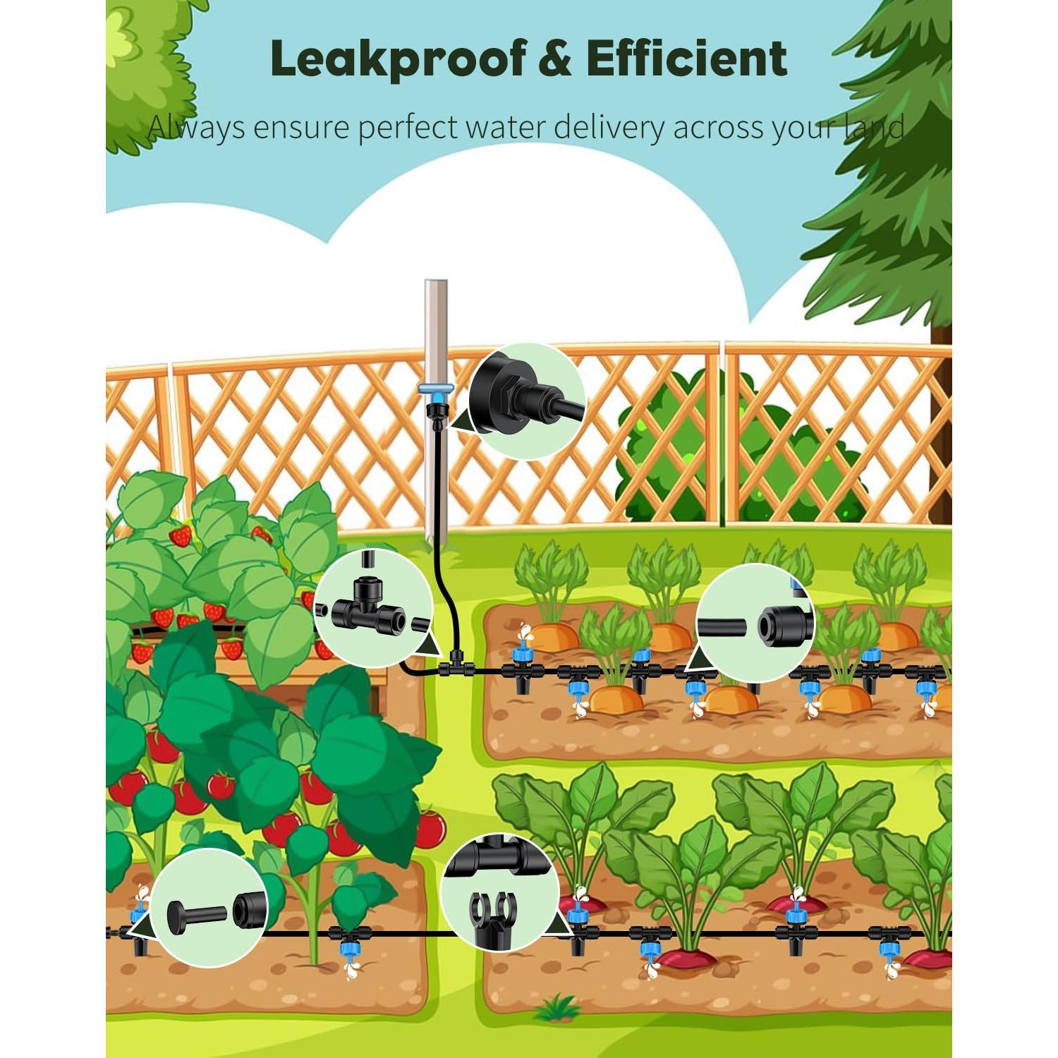 Kit de Riego por Goteo Pawfly 100 pies (30.48 m) Conexión Rápida