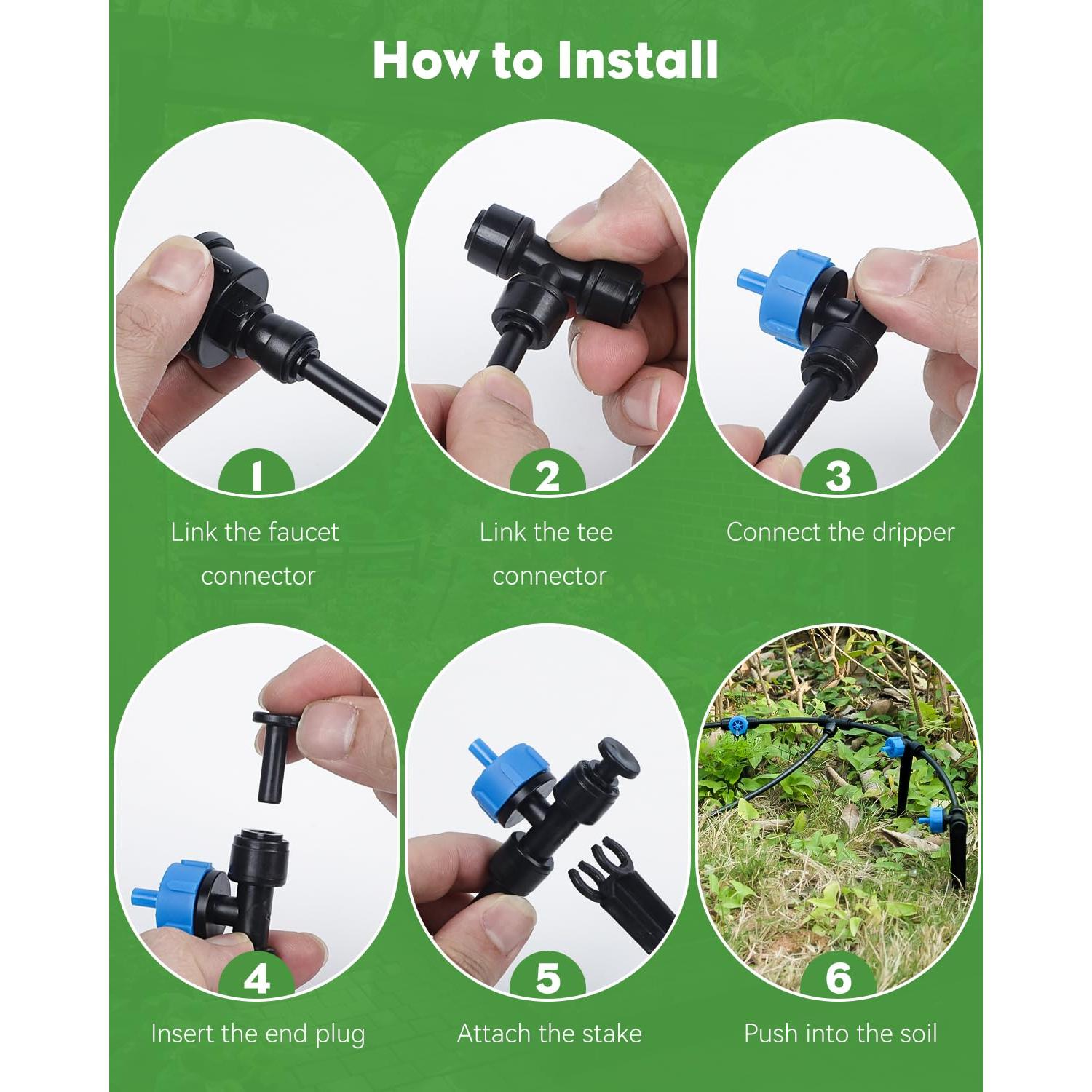 Kit de Riego por Goteo Pawfly 100 pies (30.48 m) Conexión Rápida