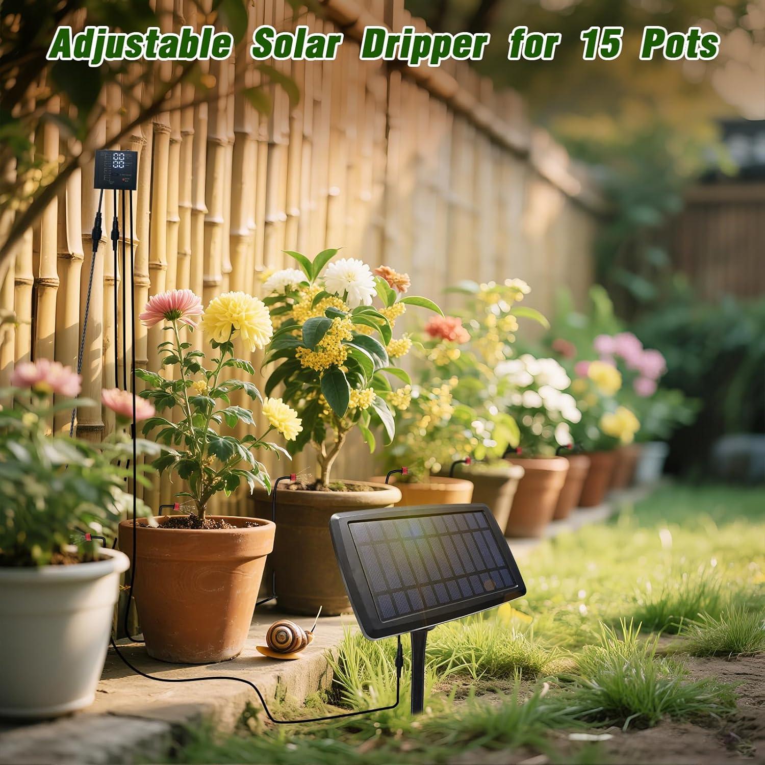 Sistema de Riego por Goteo Solar GrowBuddy para 15 Macetas