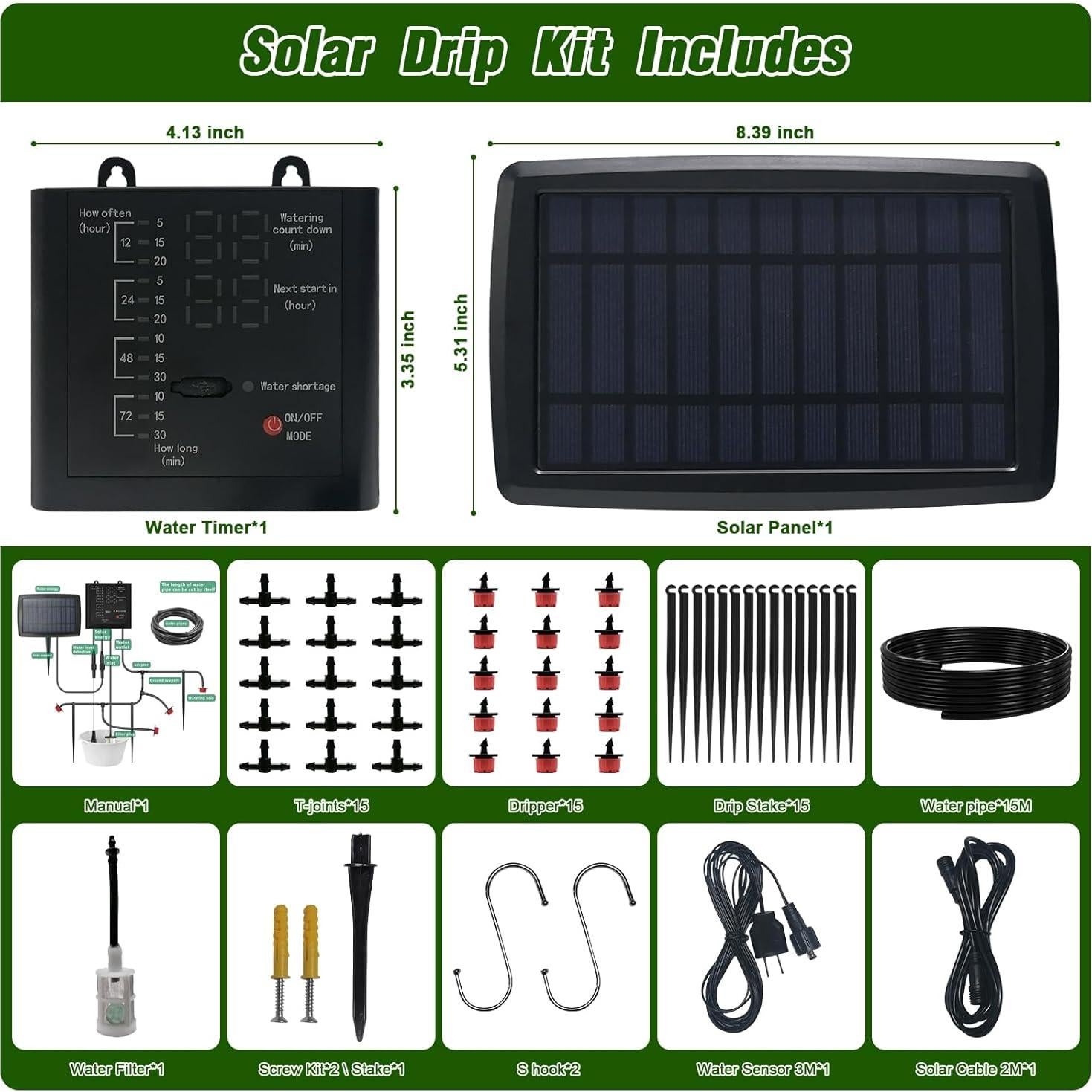 Sistema de Riego por Goteo Solar GrowBuddy para 15 Macetas