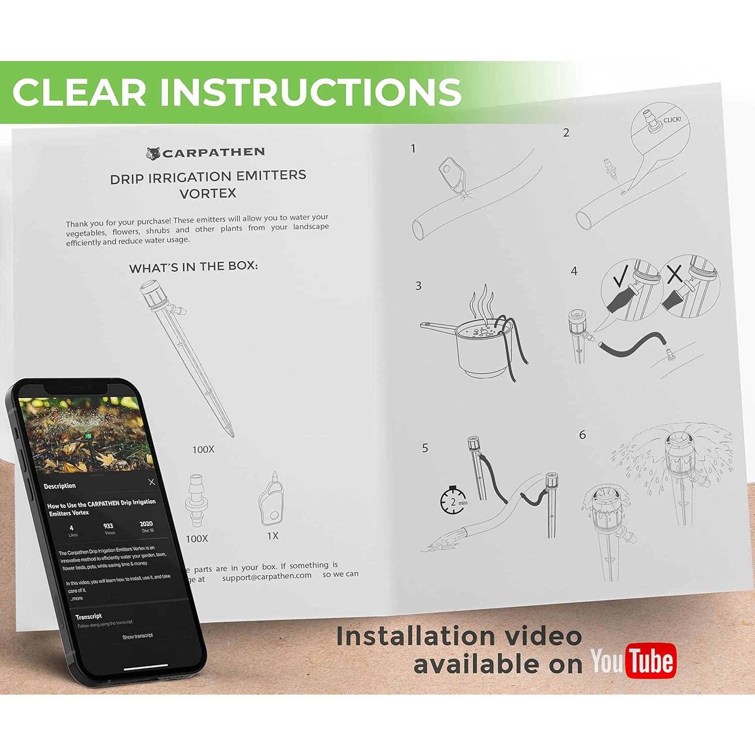 Kit de Riego por Goteo Carpathen 100 Emisores Ajustables 19cm