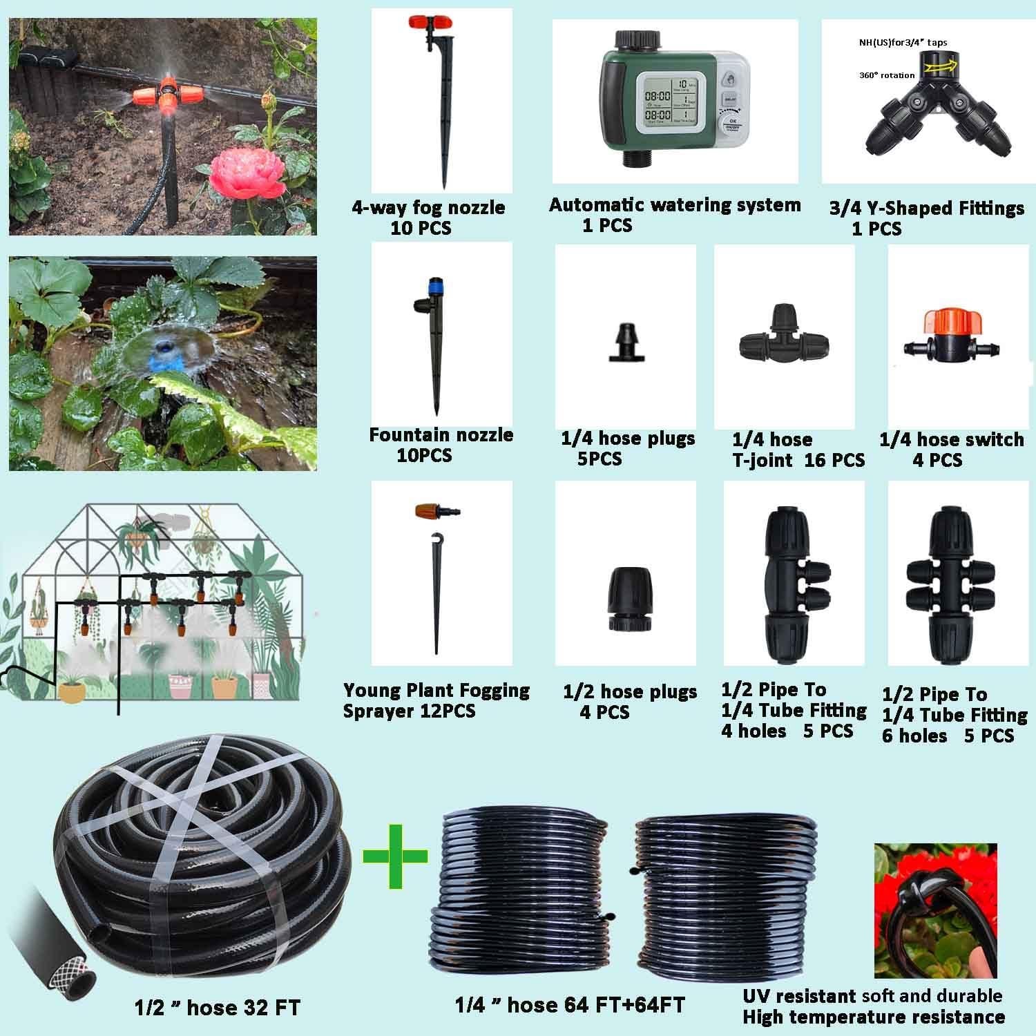 Sistema de Riego por Goteo FesmTek 160FT con Temporizador 30m