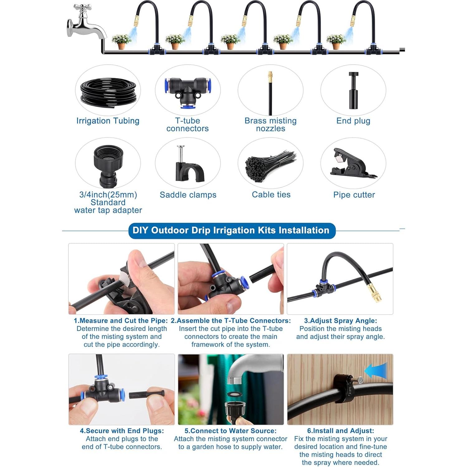 Kit de Riego por Goteo Automático Mornajina 15.24m con Boquillas