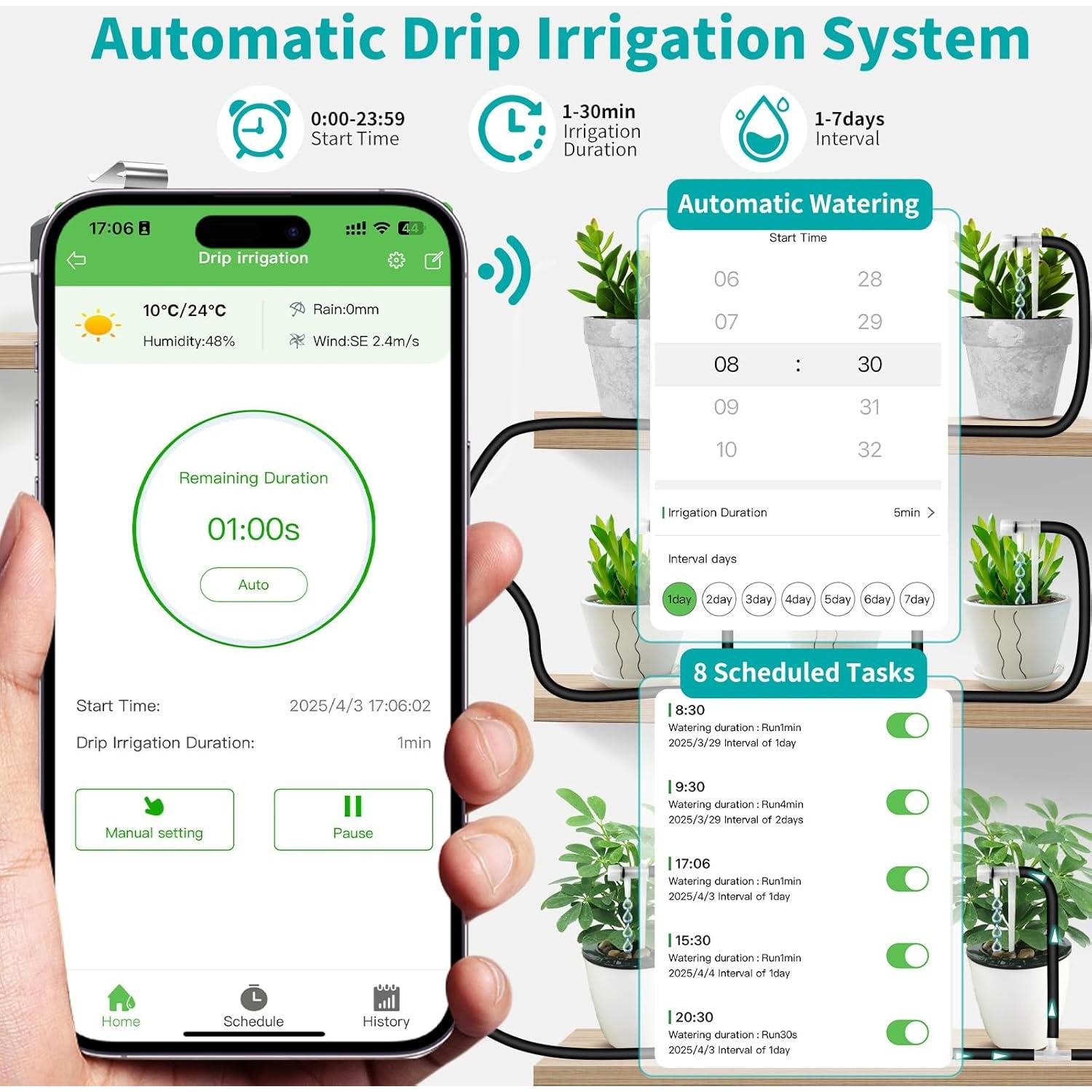 Sistema de Riego por Goteo Automático Fujian Garmerain GDT102W
