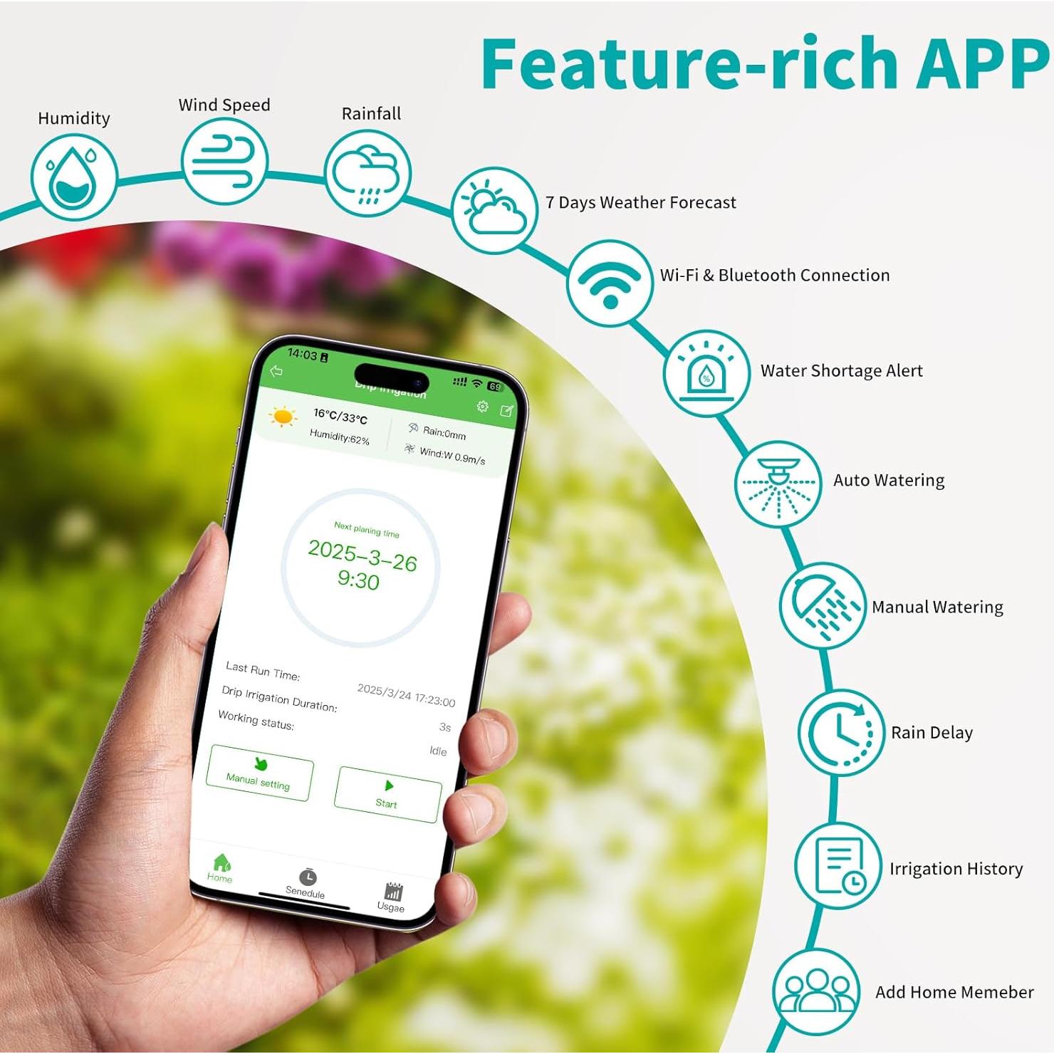 Sistema de Riego por Goteo Automático Fujian Garmerain GDT102W
