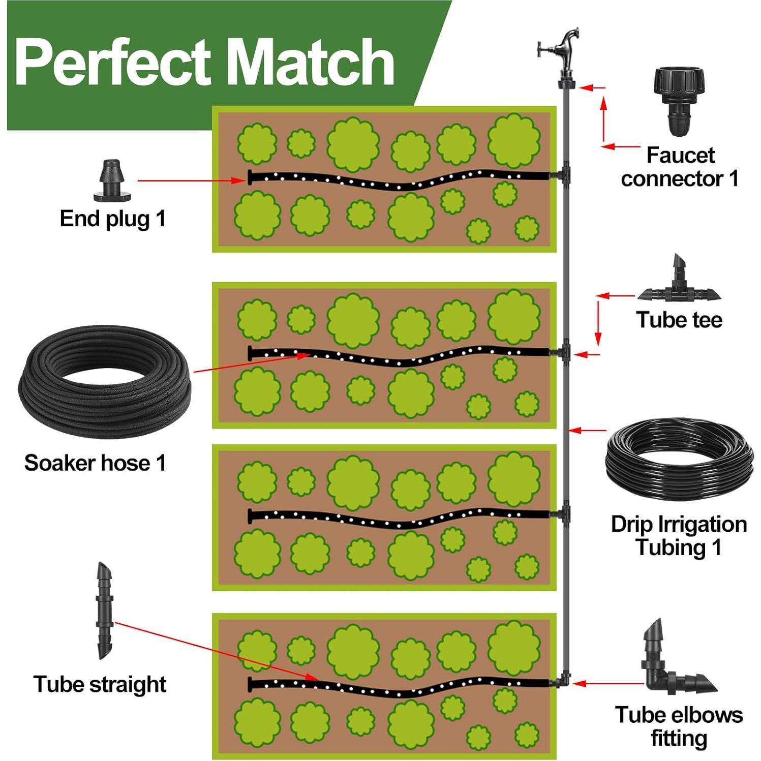 Kit de Riego por Goteo Innconee 300 Pies con Accesorios